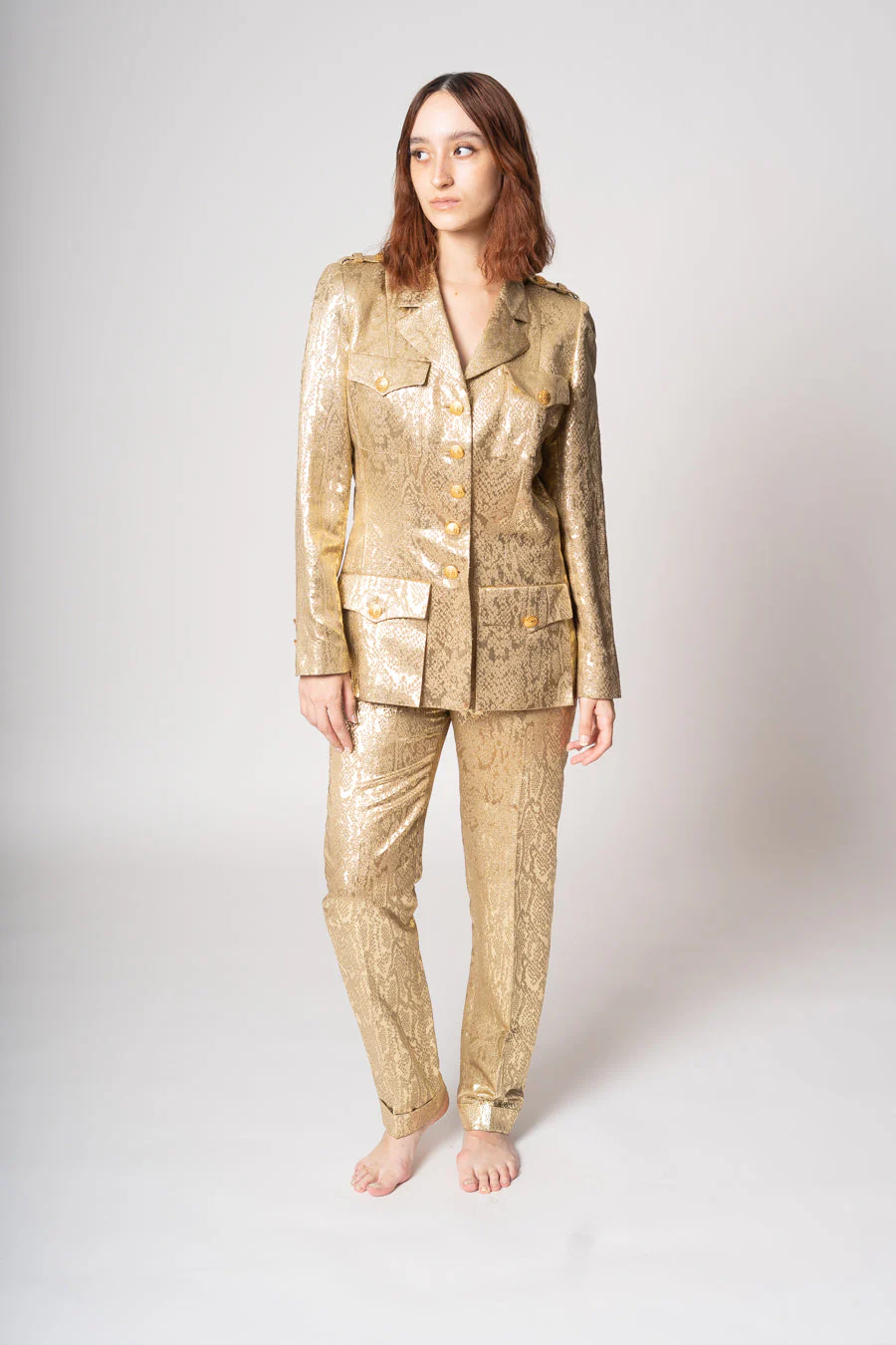 Gold Lamé Serpent Suit by Rena Lange - Image 9