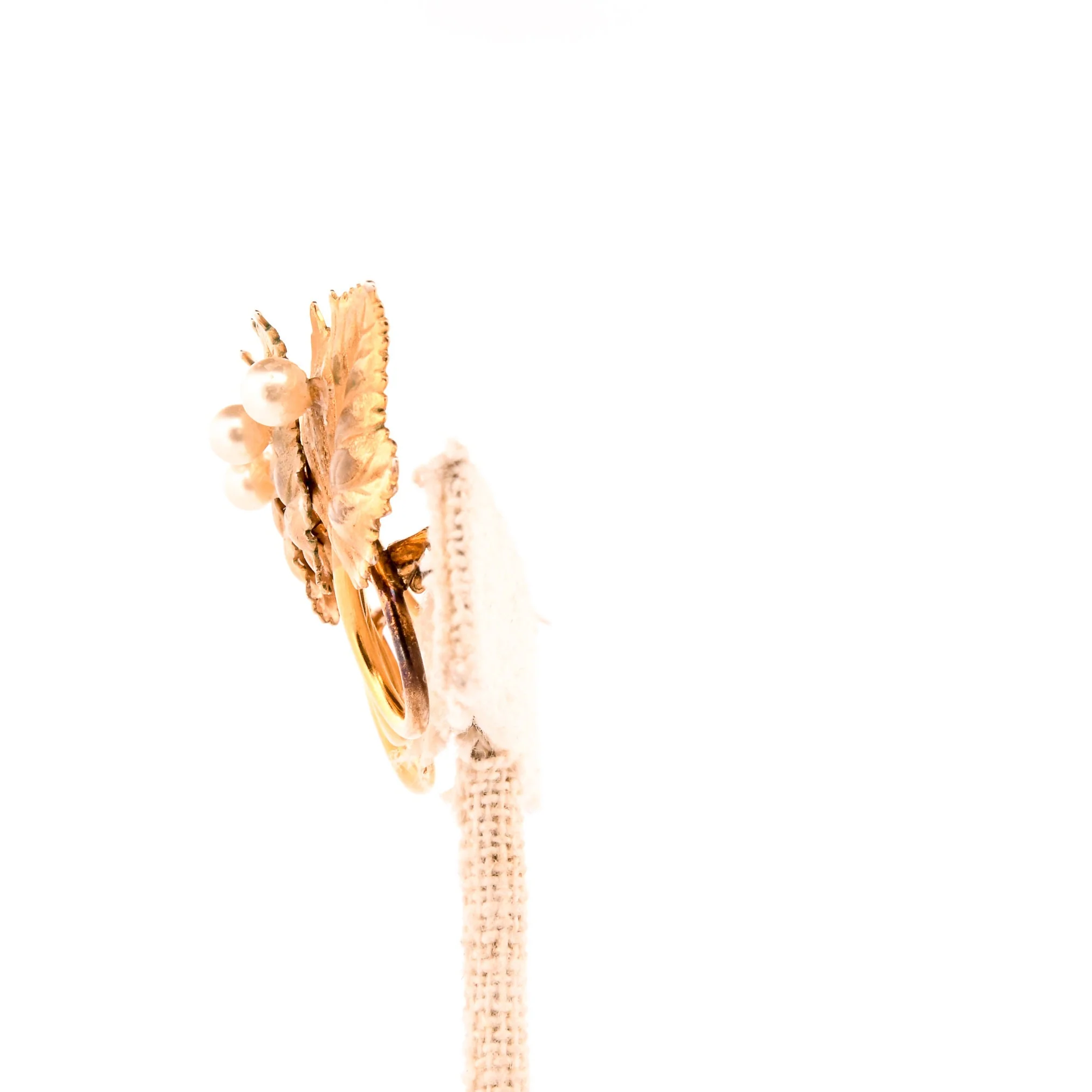 Gold Maple Leaf and Pearls Brooch 10k Gold Cultured Pearl Pin Fall Jewelry - Image 3