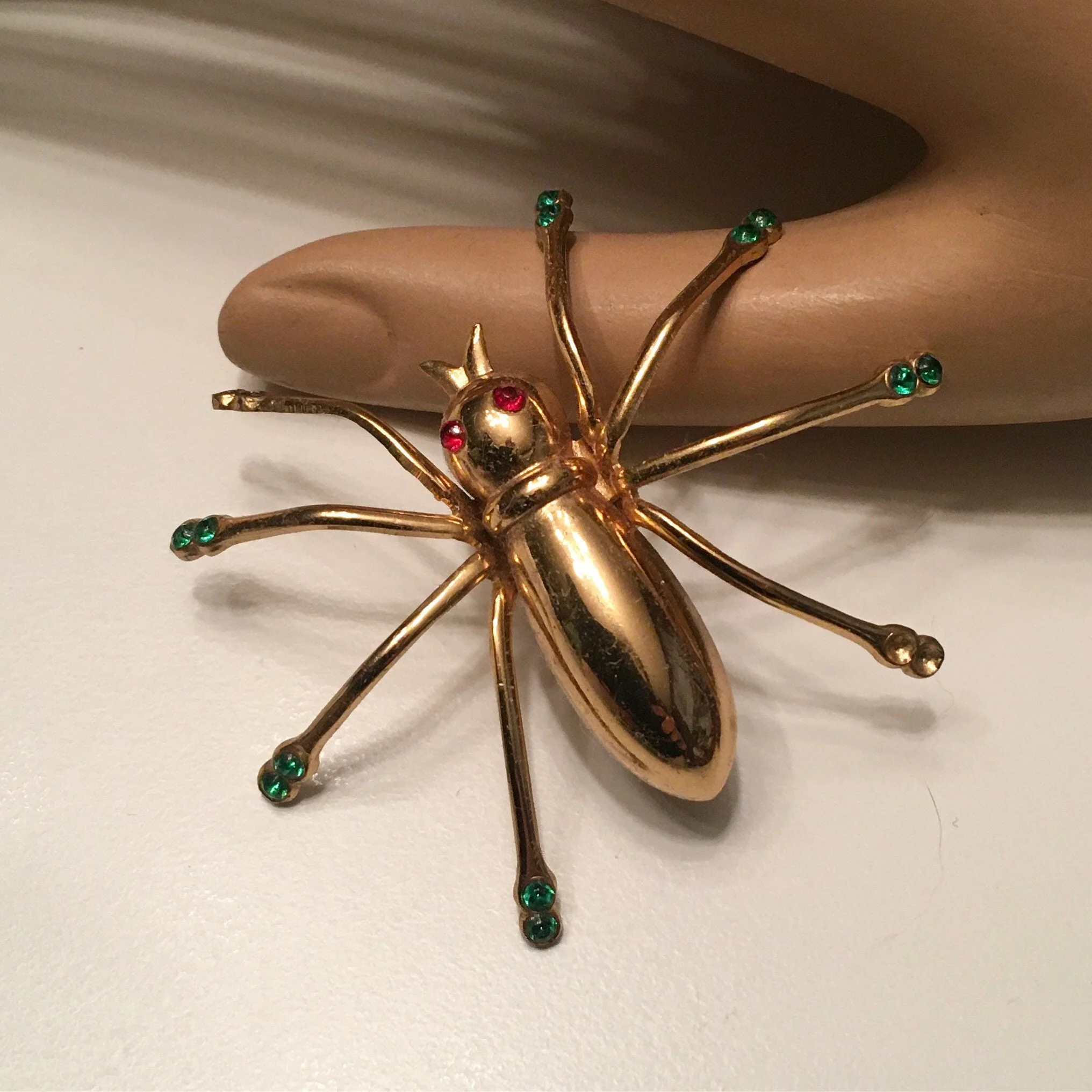Gold Rhinestone Bug Spider Brooch by  Pegasus Coro - Image 3