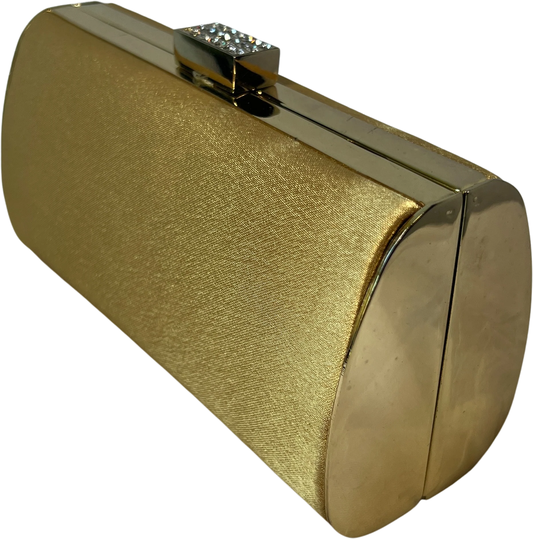 Gold Rhinestone Clasp Hard Sided Crossbody Clutch - Image 2