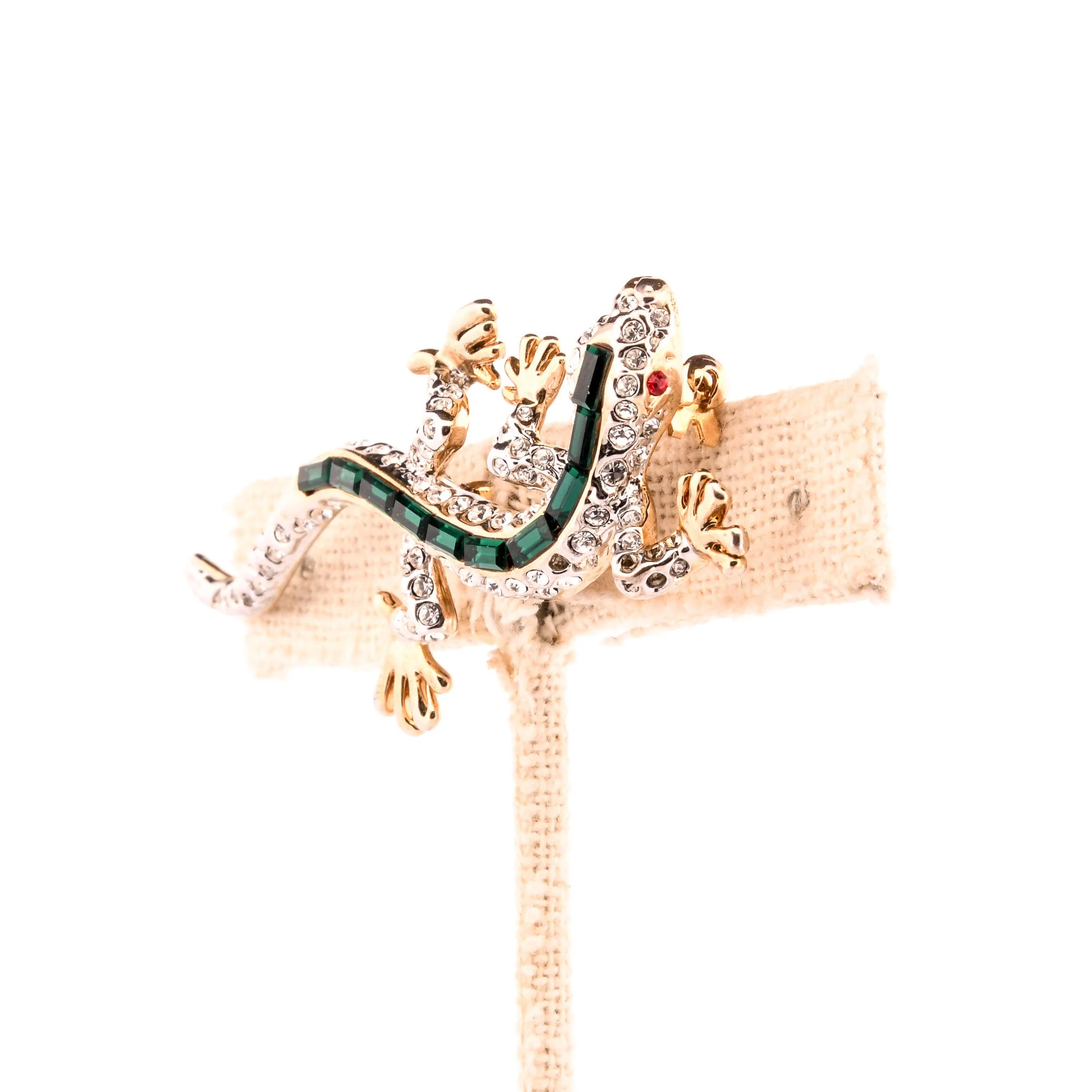 Gold Rhinestone Gecko Brooch Pin - Image 2