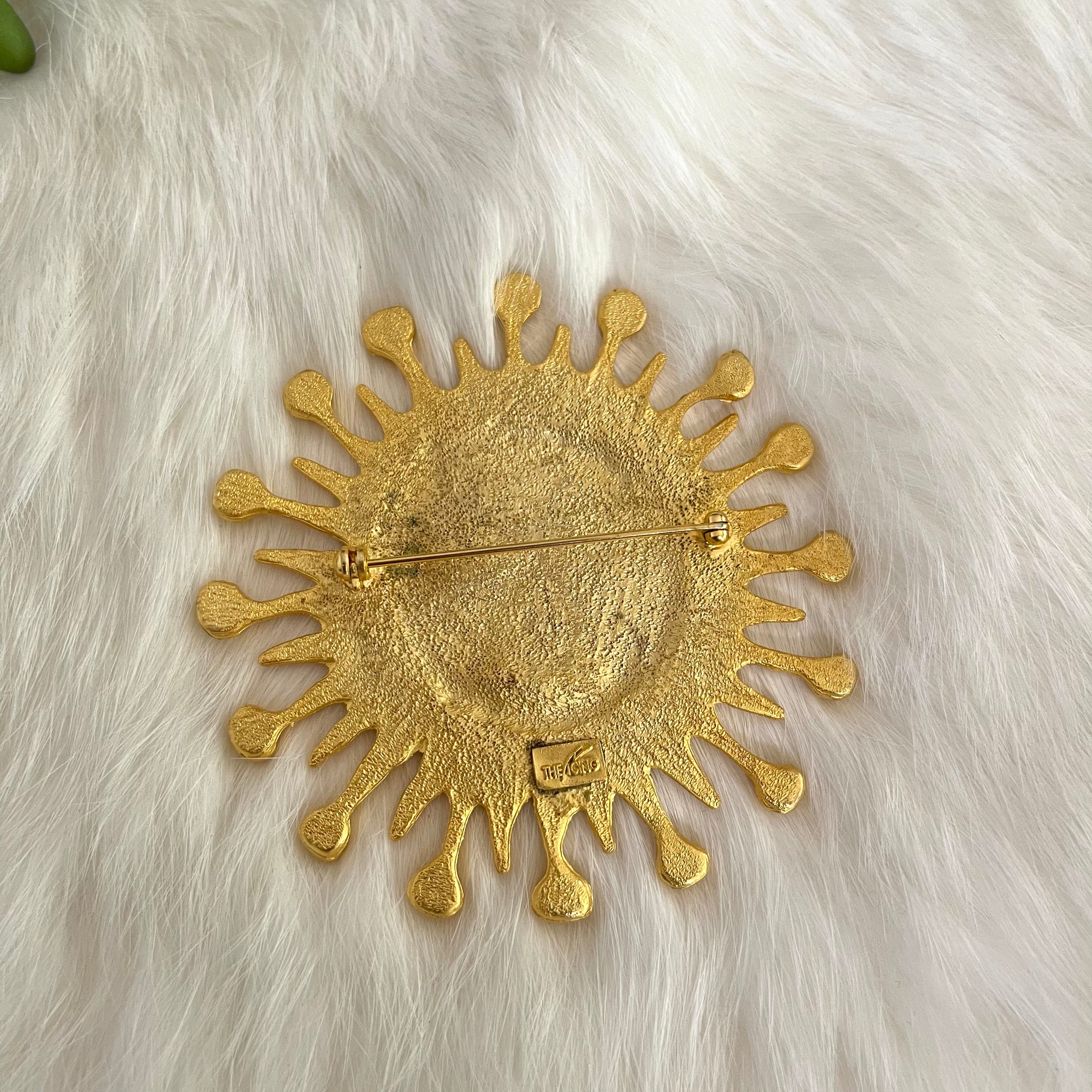 Gold Soleil Sun Face Brooch By The Icing - Image 5