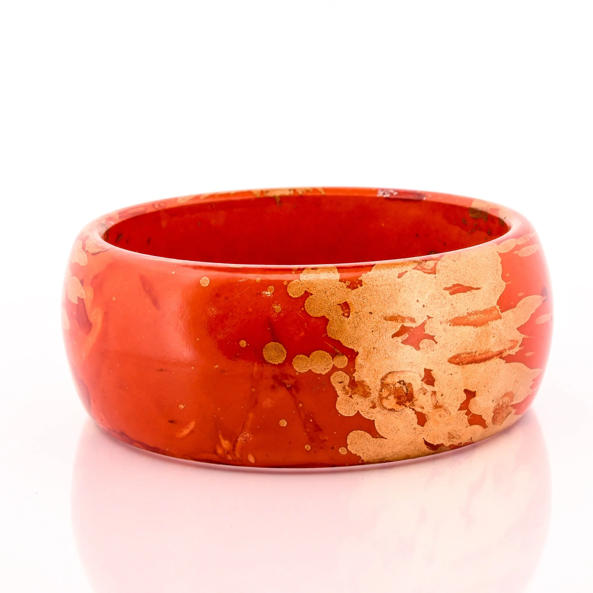 Gold Splash Coral Red Bangle - Image 4