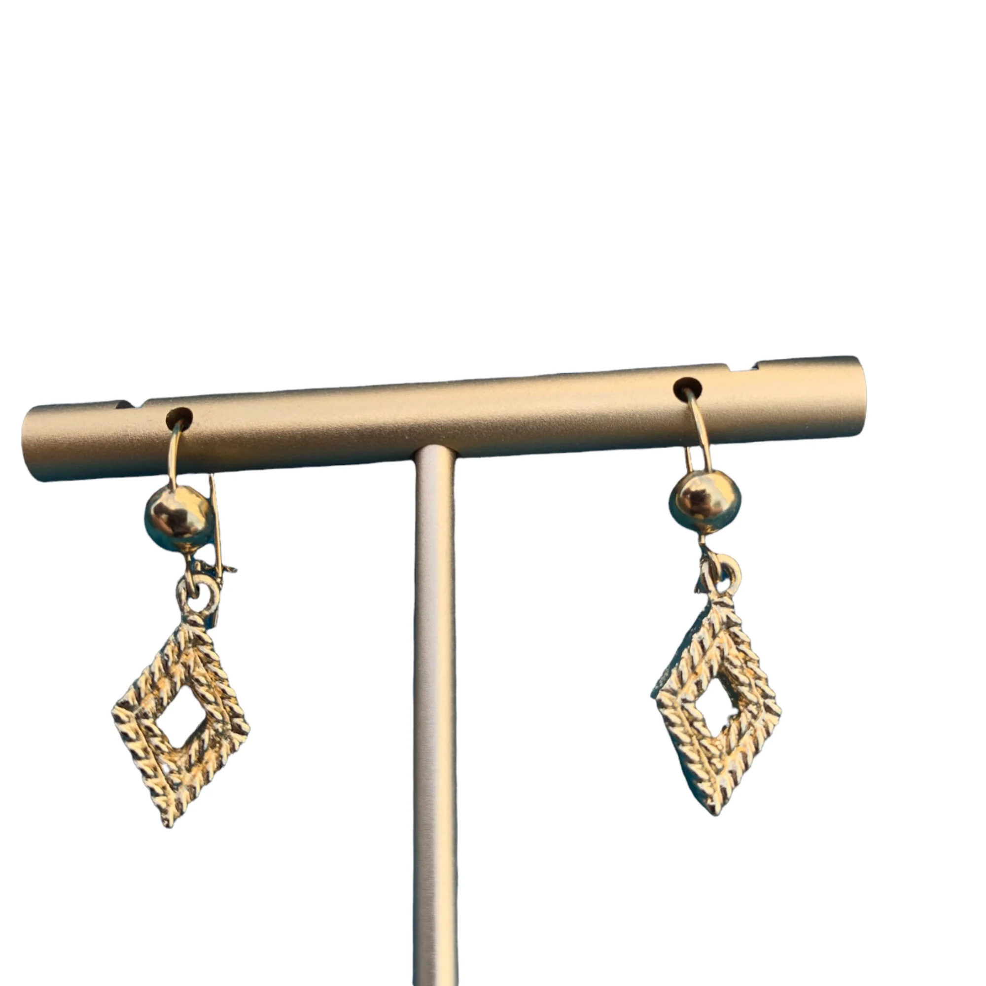 Gold Tone Textured Minimalist Wire Back Earrings By Monet - Image 3