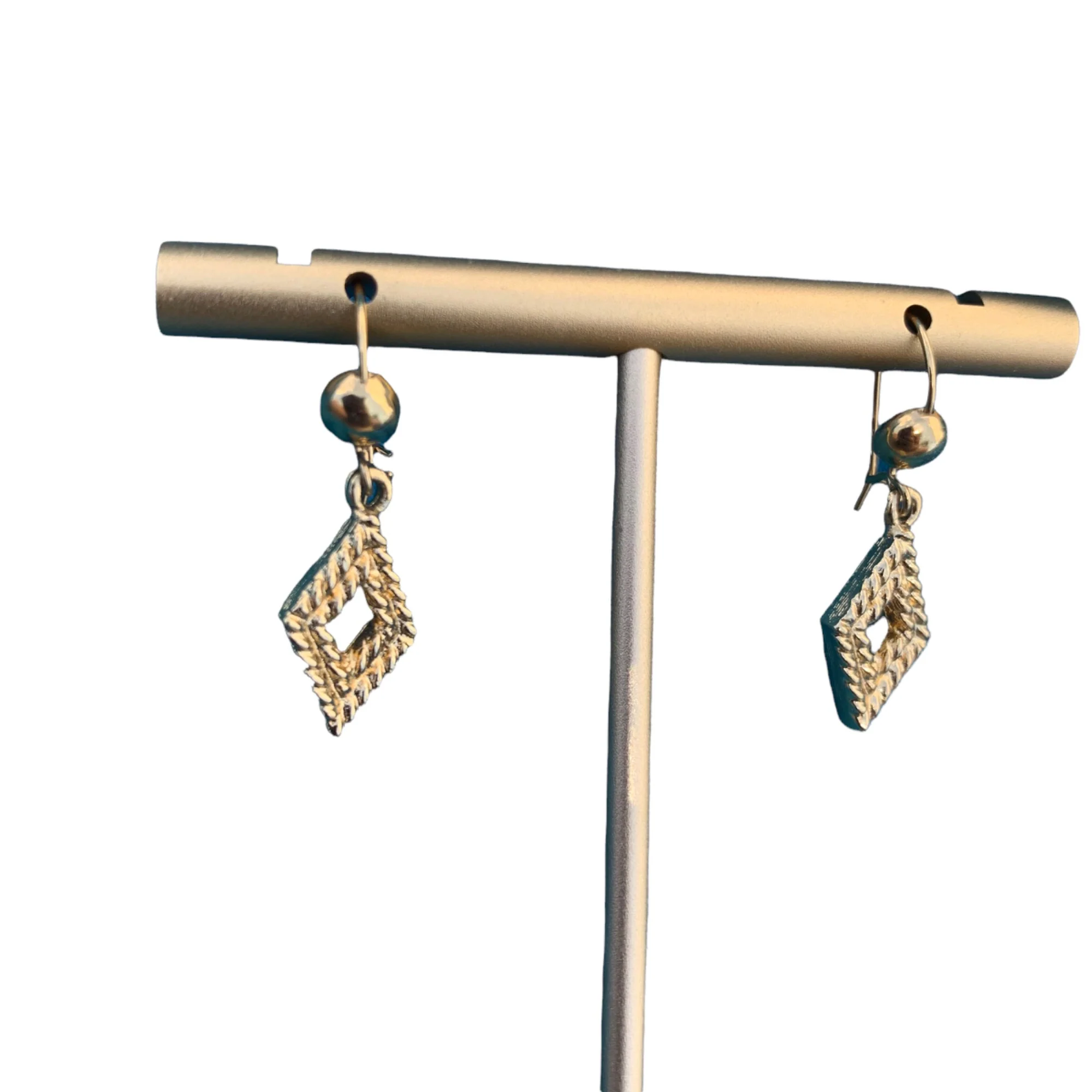 Gold Tone Textured Minimalist Wire Back Earrings By Monet - Image 5