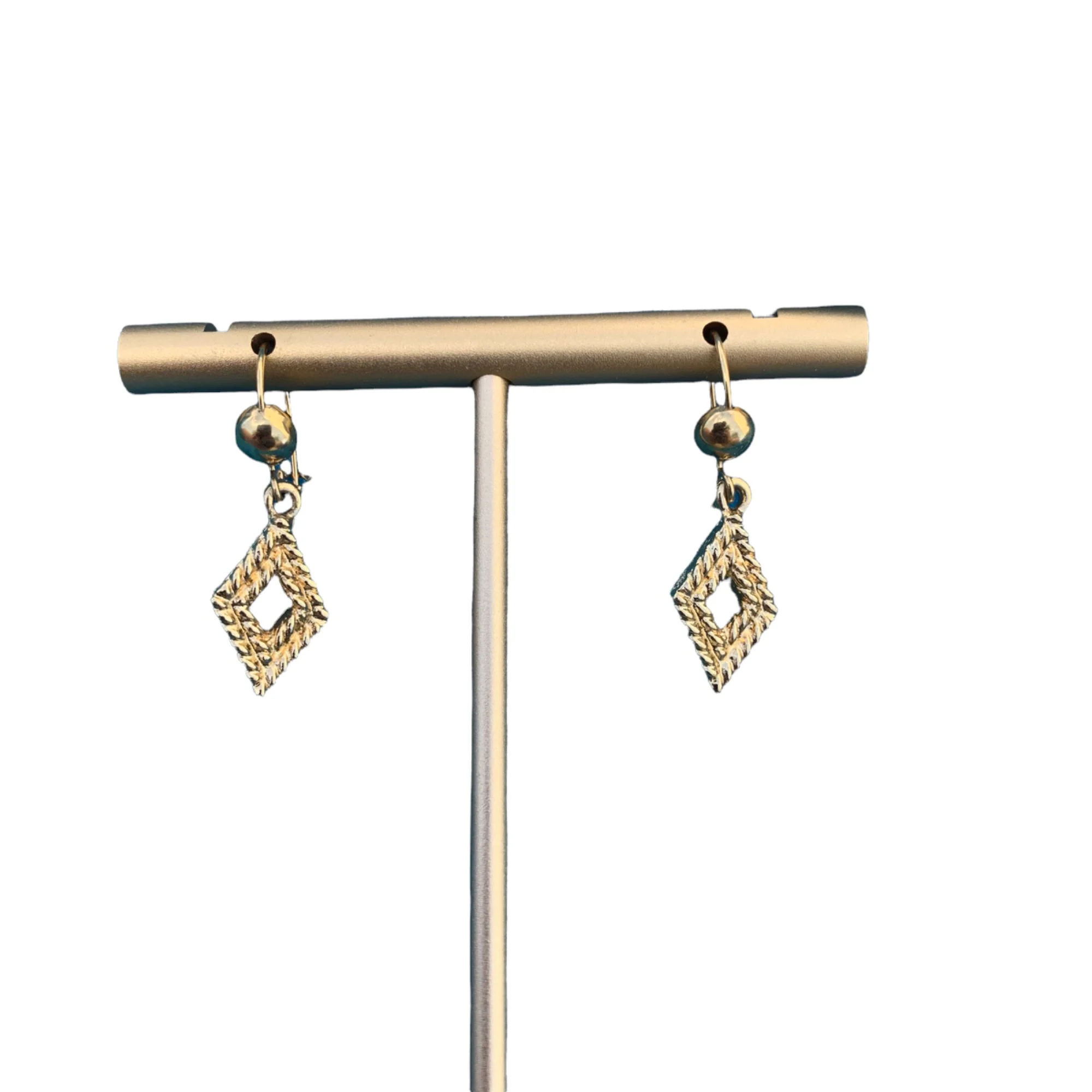 Gold Tone Textured Minimalist Wire Back Earrings By Monet - Image 7