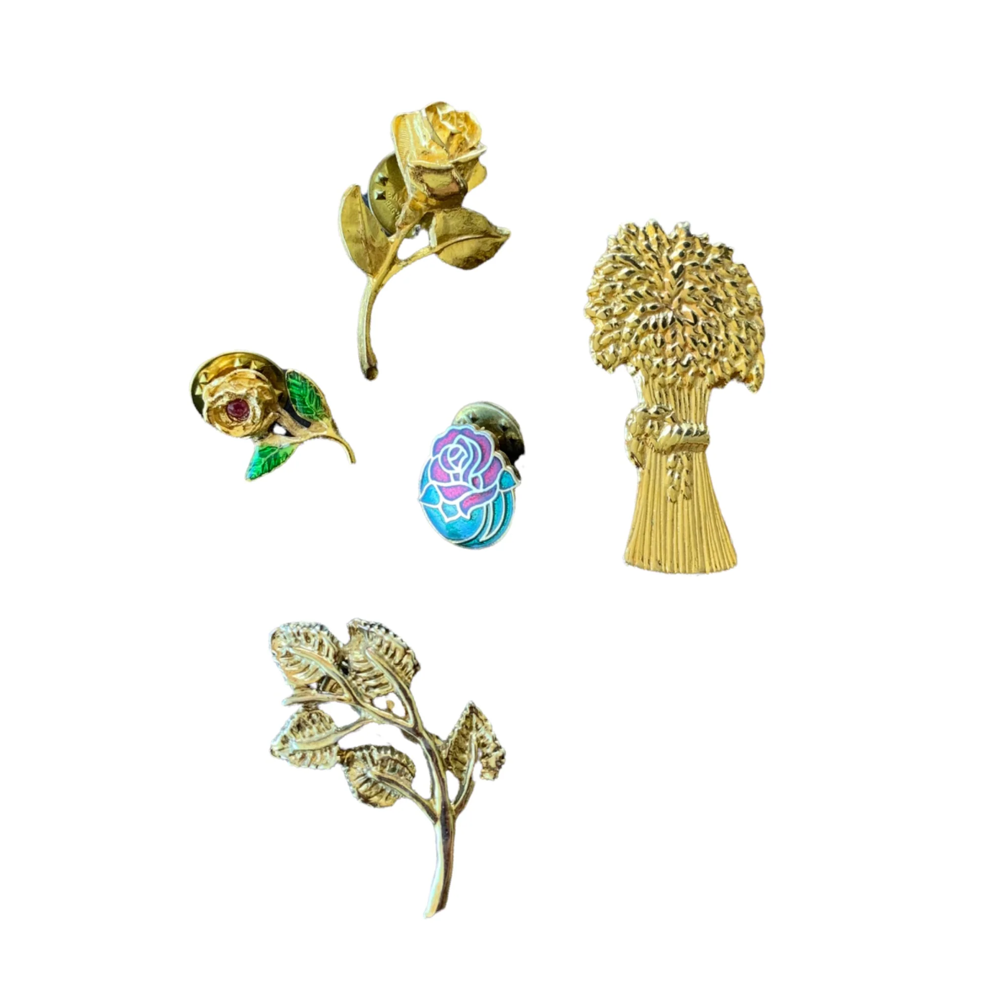 Gold Toned Floral Brooch Lapel Pin Lot - Image 10