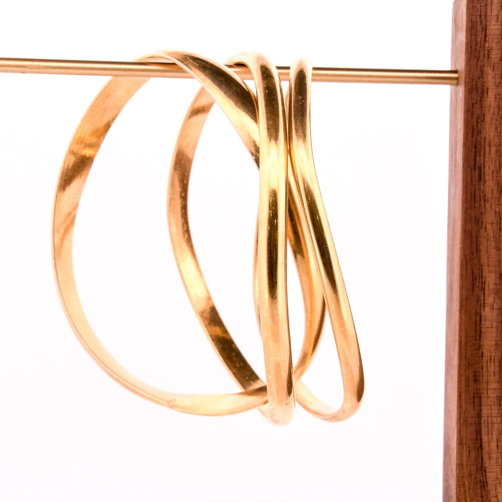 Gold Wavy Bangle Bracelet Stack Set - Image 5