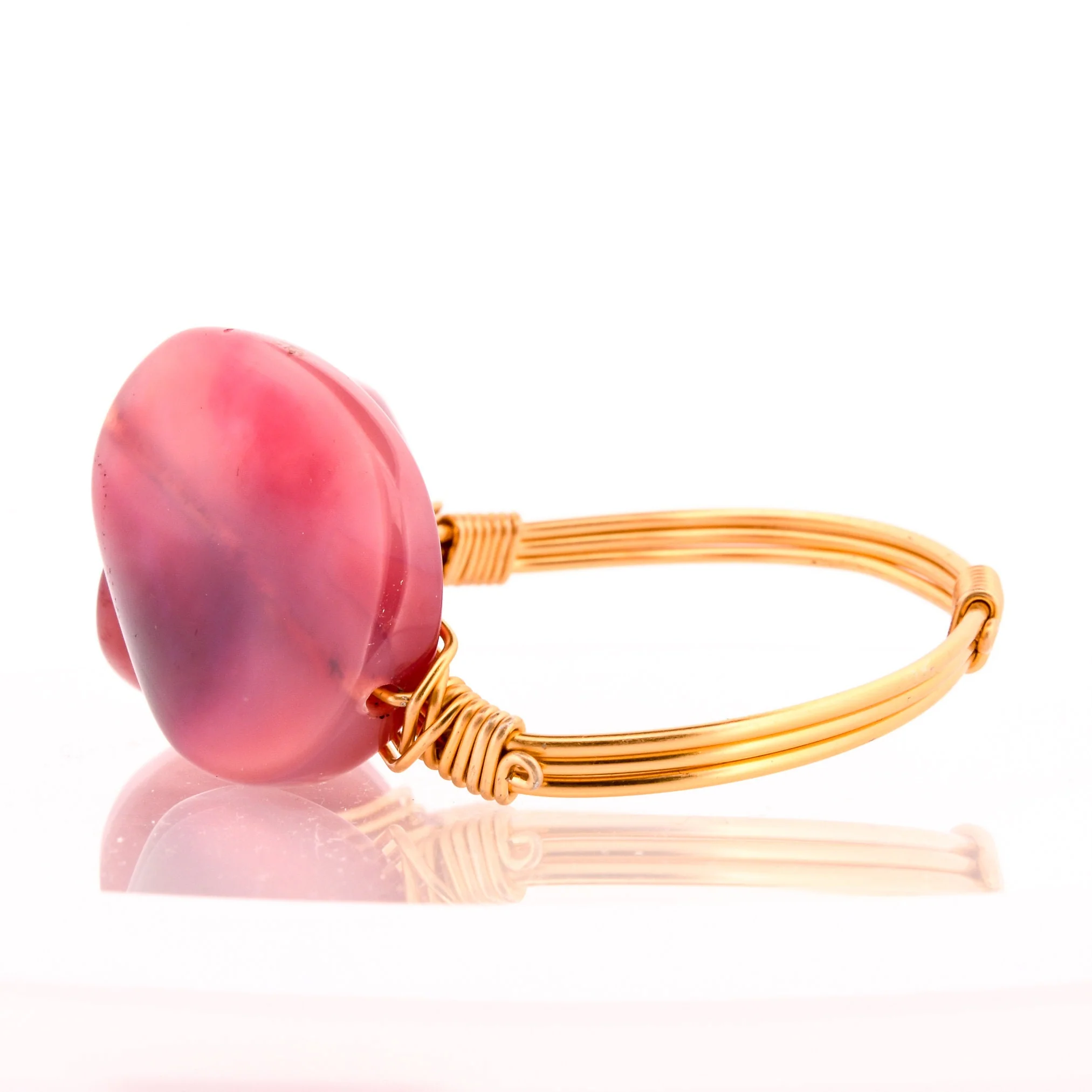 Gold Wire Wrap Agate Cuff - Image 3