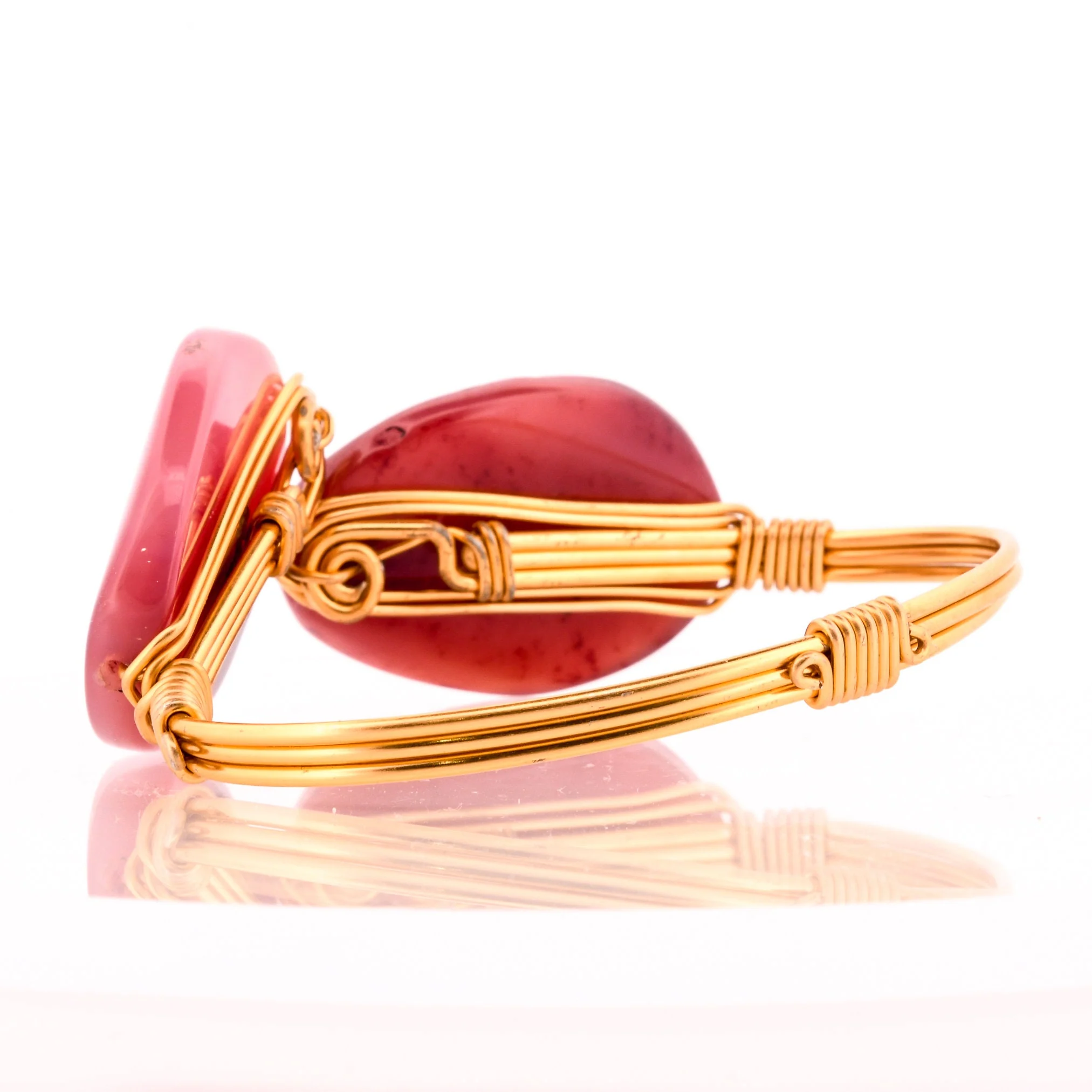 Gold Wire Wrap Agate Cuff - Image 4