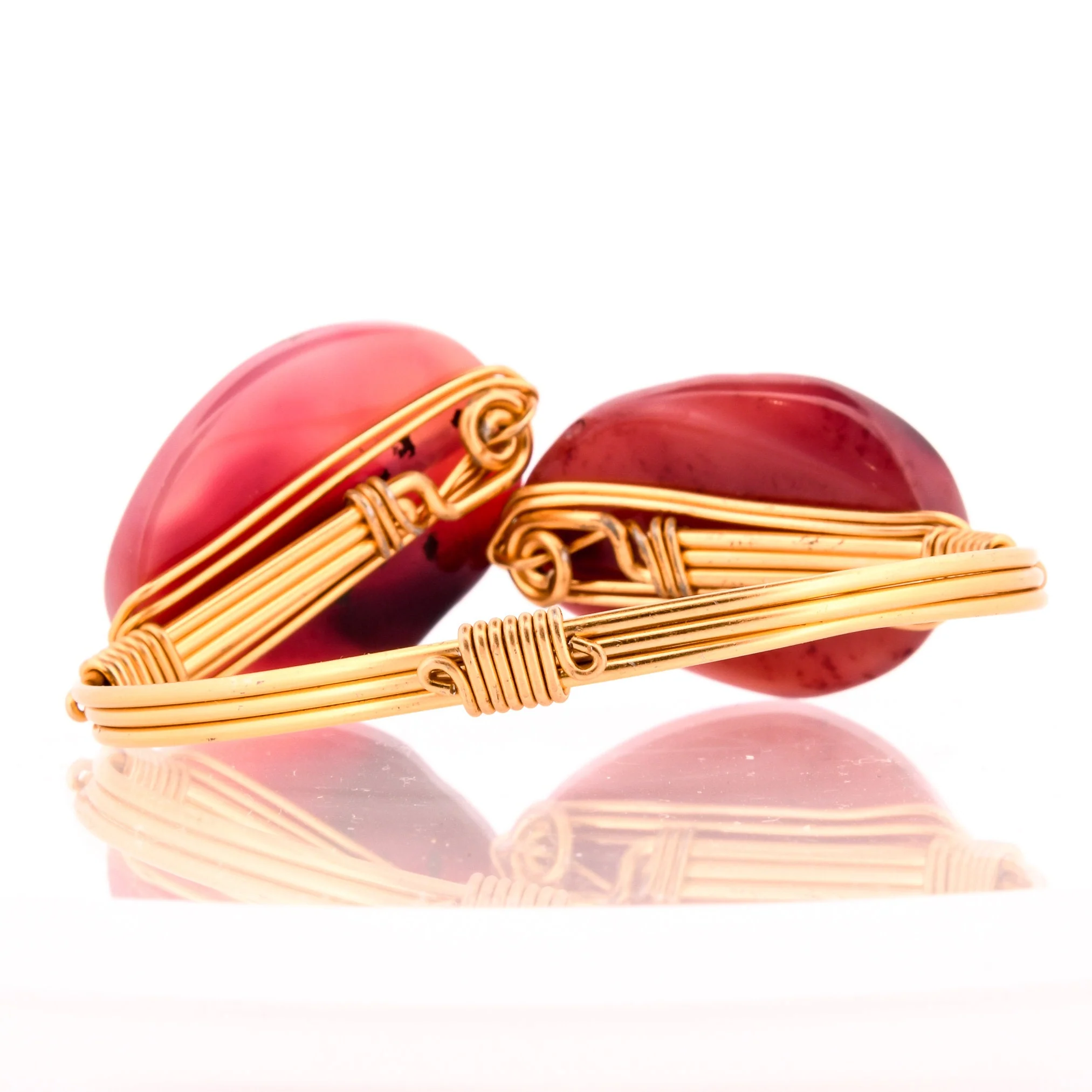 Gold Wire Wrap Agate Cuff - Image 5
