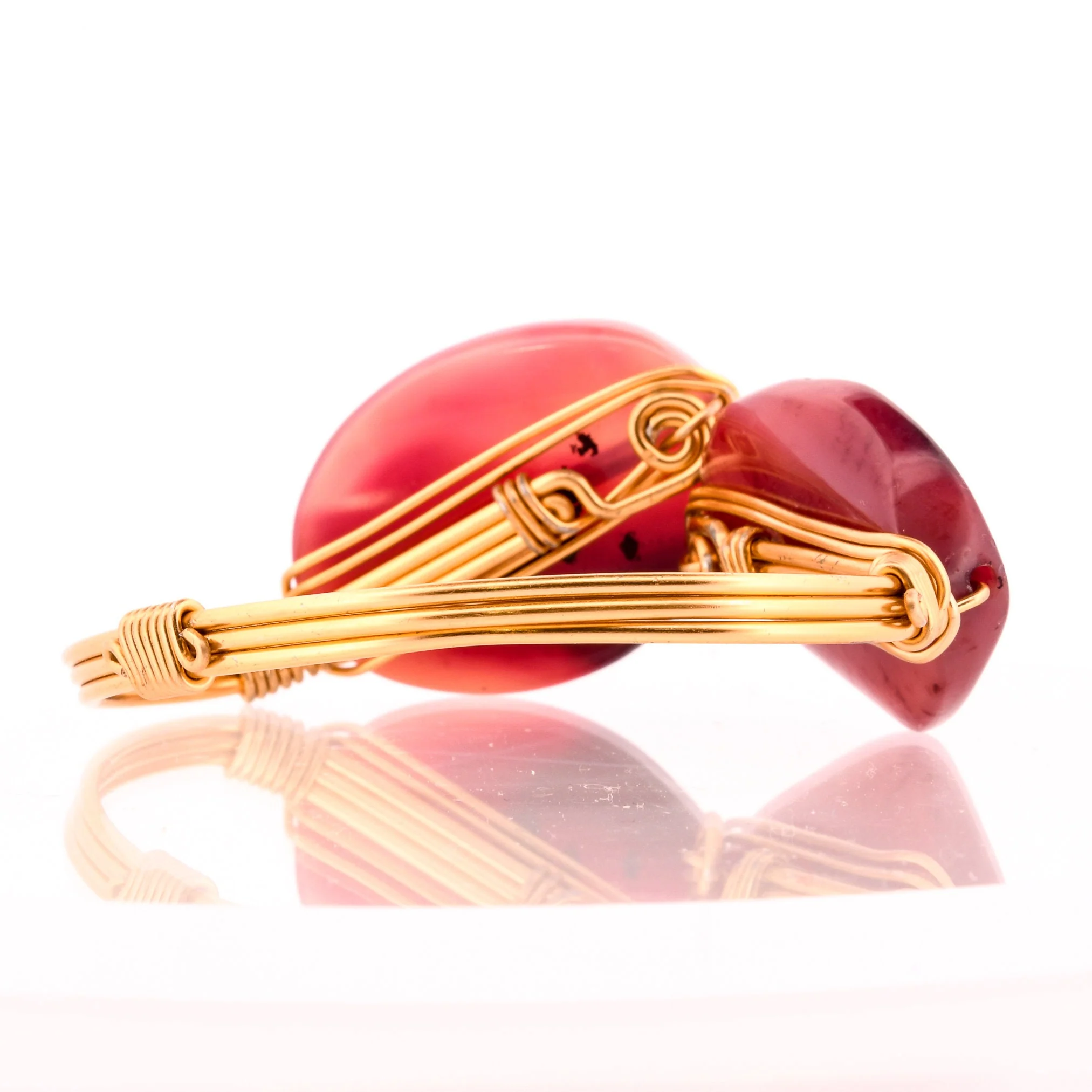 Gold Wire Wrap Agate Cuff - Image 6