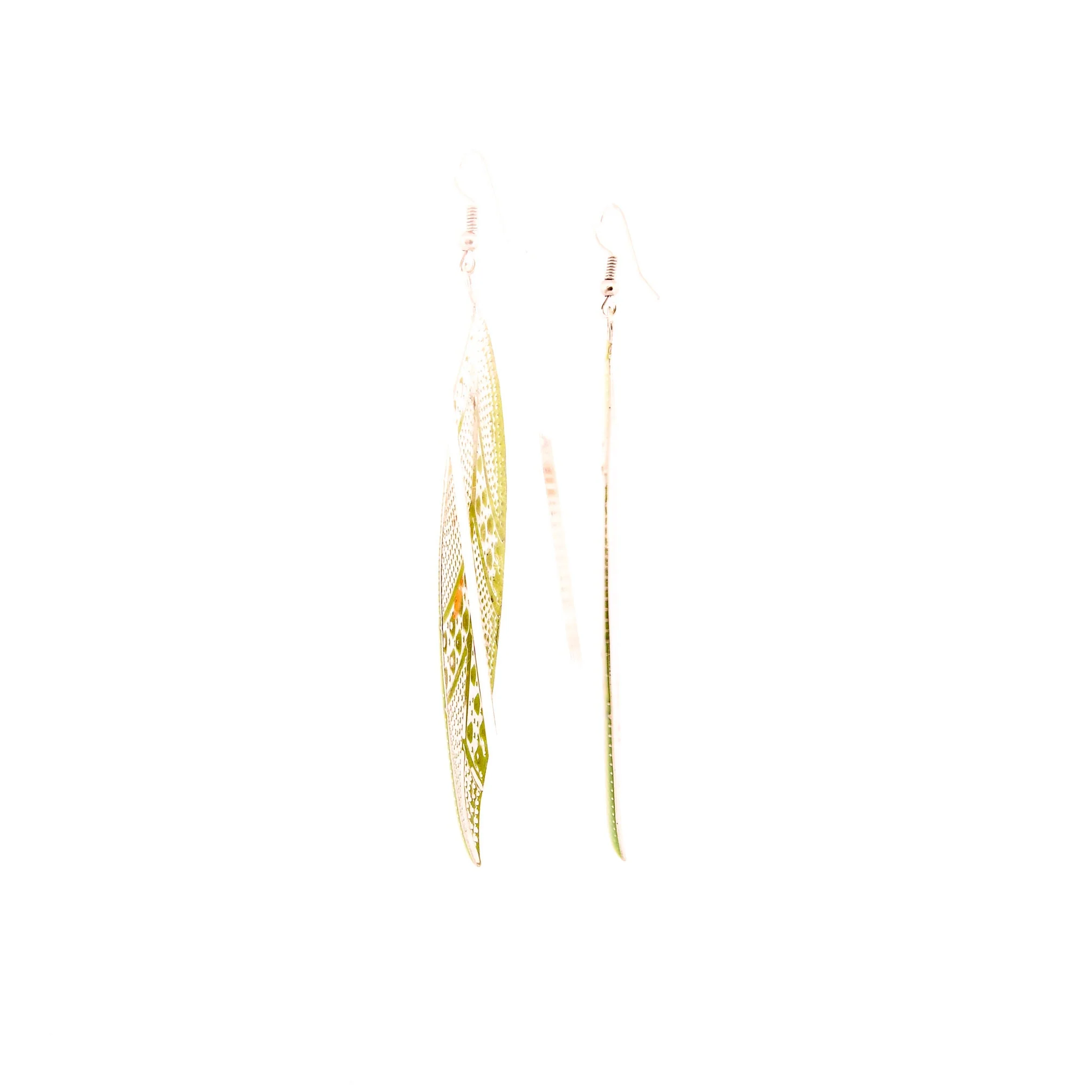 Golden Green Leaf Dangle Earrings - Image 4