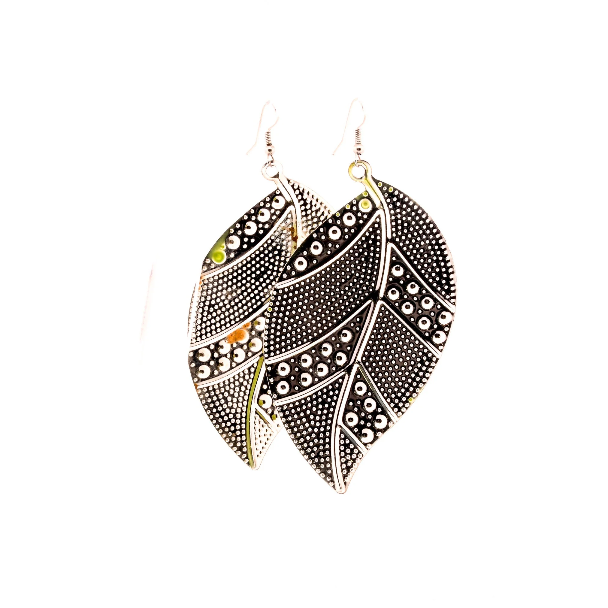 Golden Green Leaf Dangle Earrings - Image 6