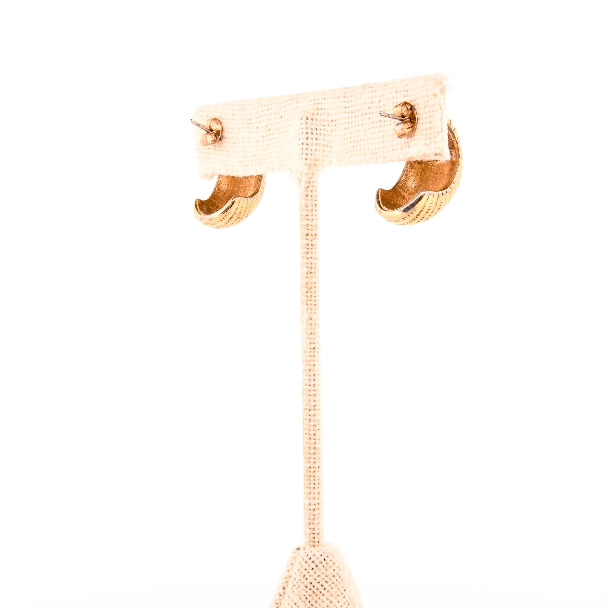 Golden Ribbed Horn Hoop Earring - Image 6