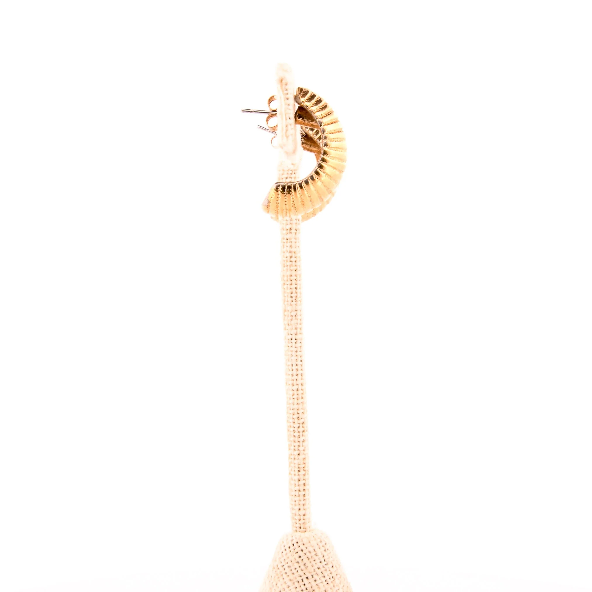Golden Ribbed Horn Hoop Earring - Image 7