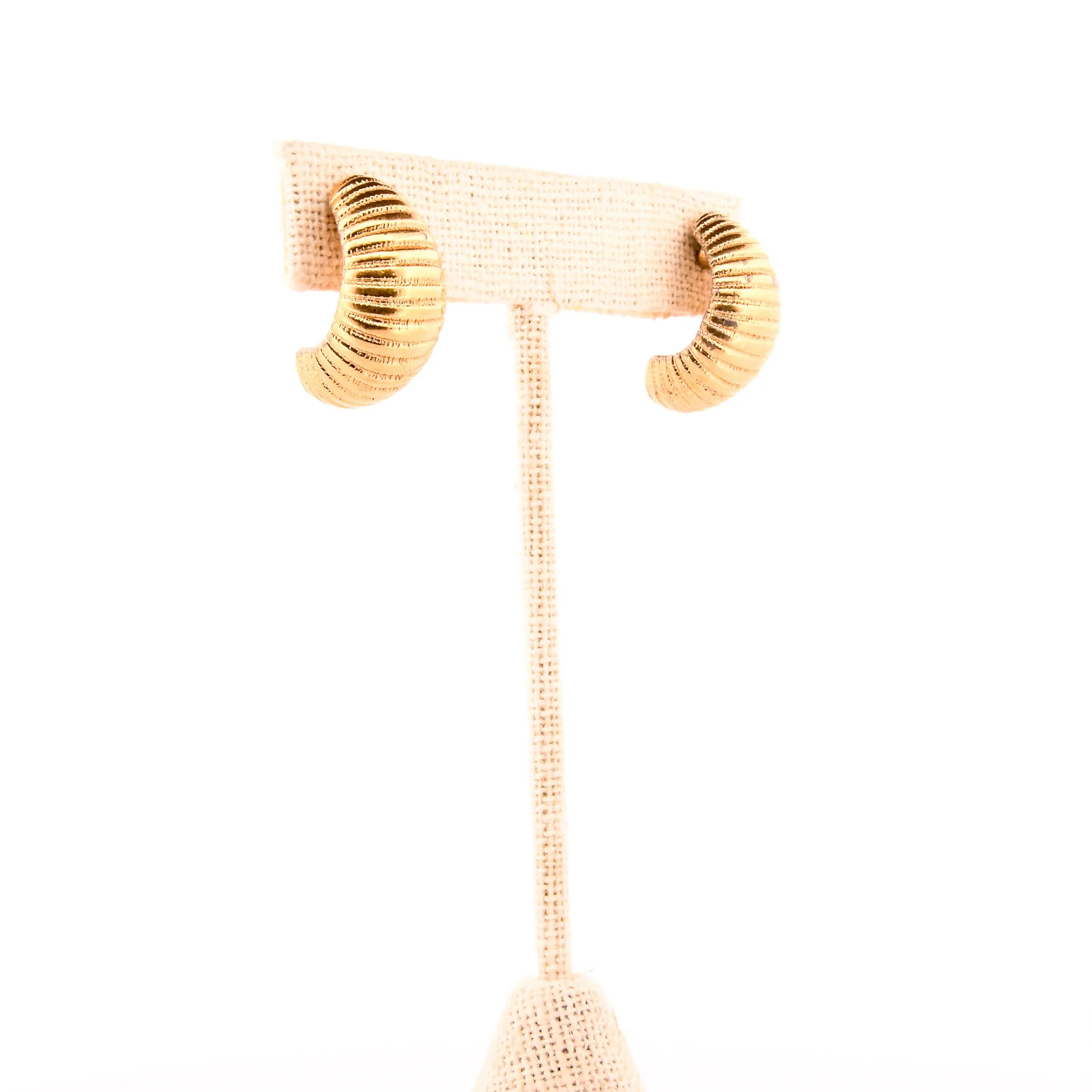 Golden Ribbed Horn Hoop Earring - Image 8