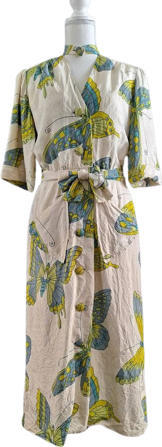 Gorgeous Rare 30s Silk Butterfly Dressing Gown