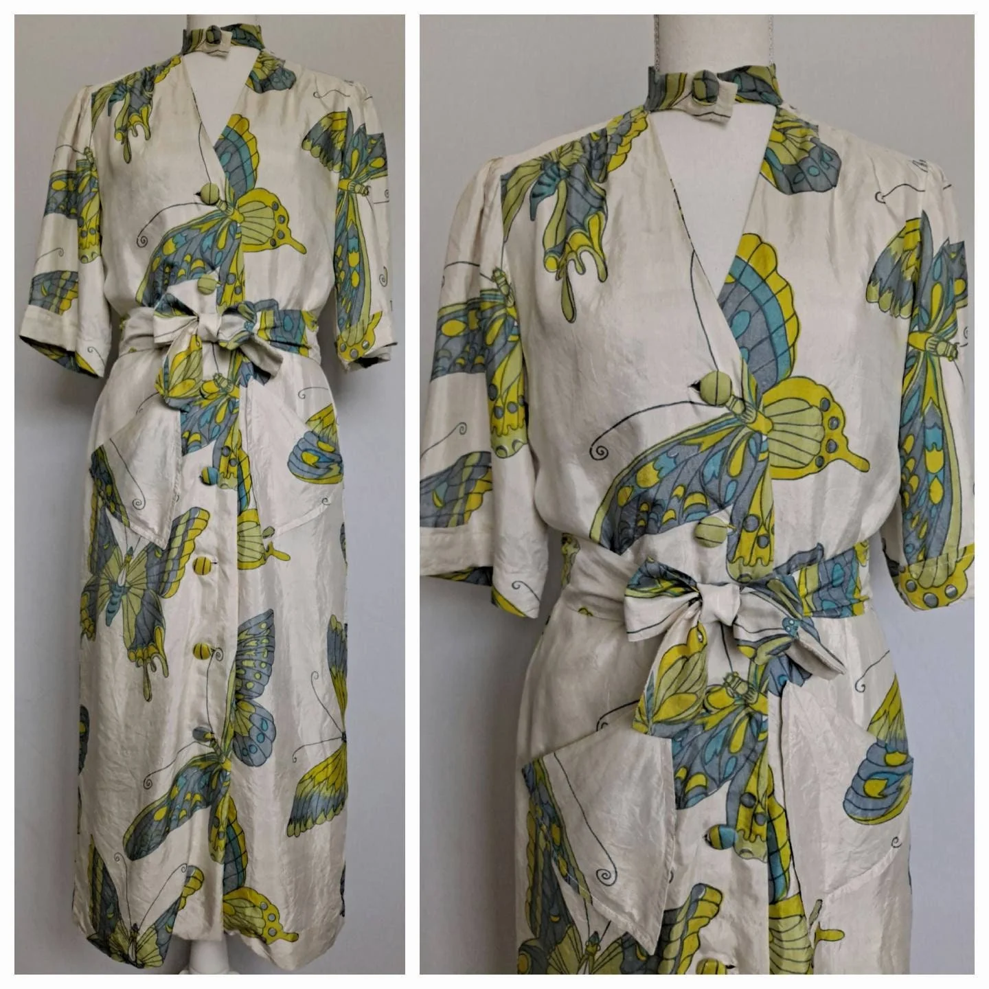 Gorgeous Rare 30s Silk Butterfly Dressing Gown - Image 5
