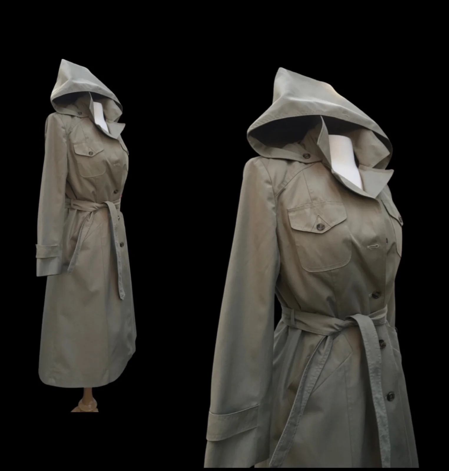 Gray Trench Coat Removable Hood And Lining Rain by J Gallery - Image 4