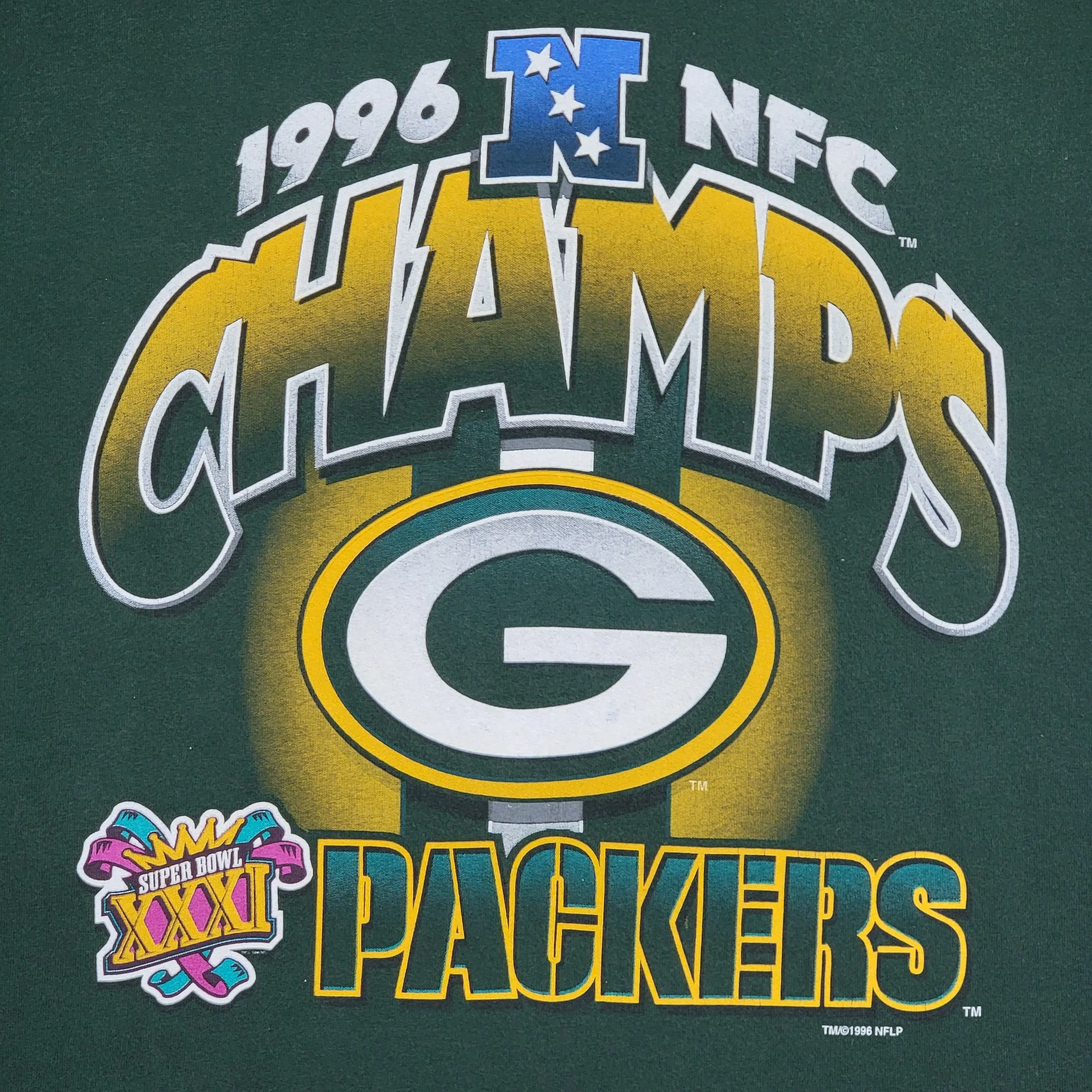 Green Bay Packers Vintage 90s Super Bowl T-Shirt Single Stitch Pro Player Nfl Football Size Xl - Image 2