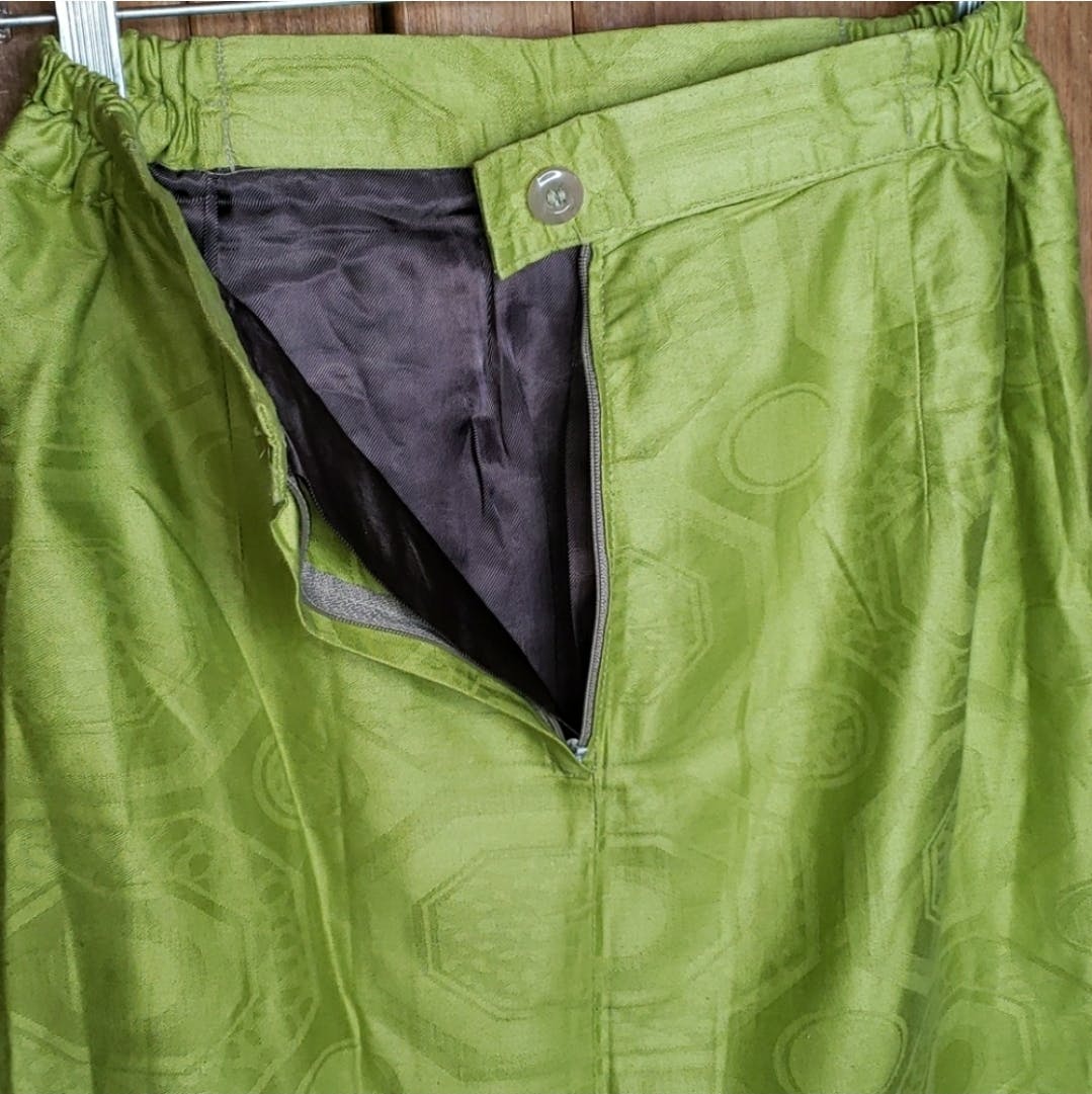 Green Cotton Embroidered Skirt Set by Kay-Cee - Image 15