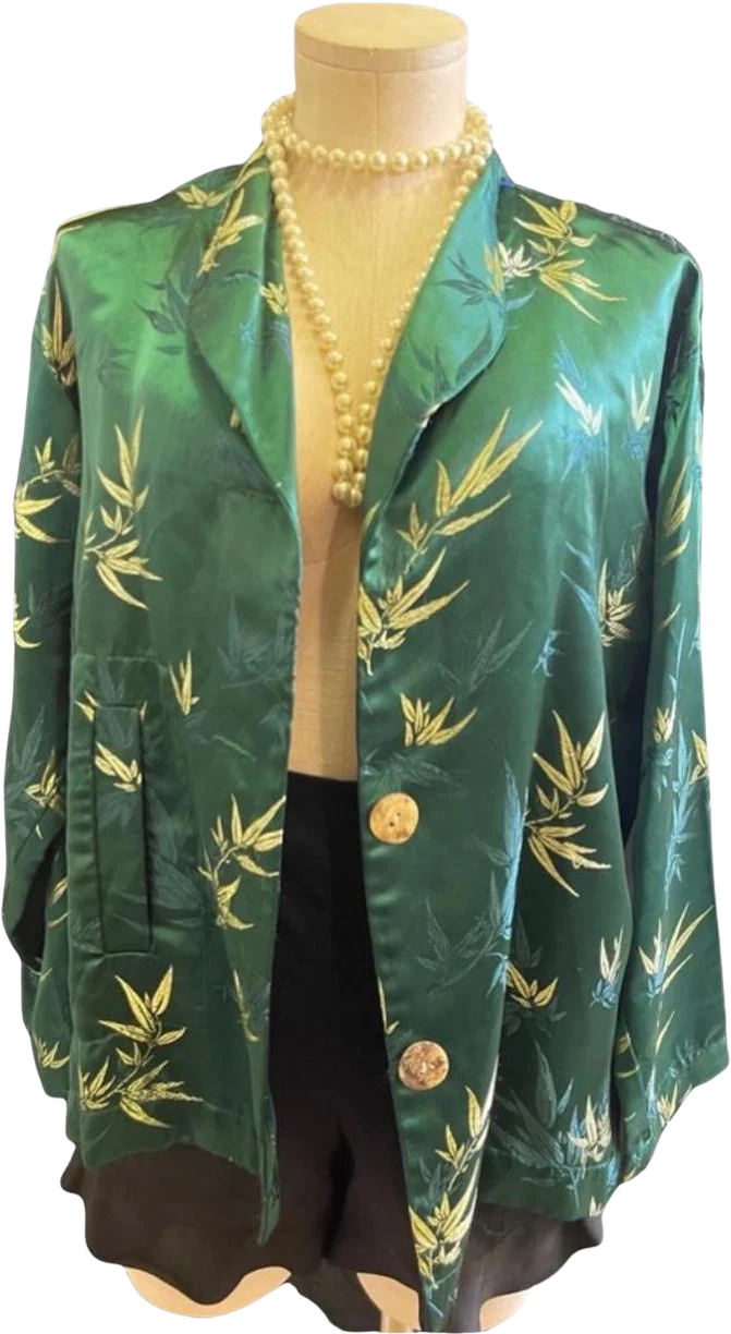 Green Floral Button Up Blazer