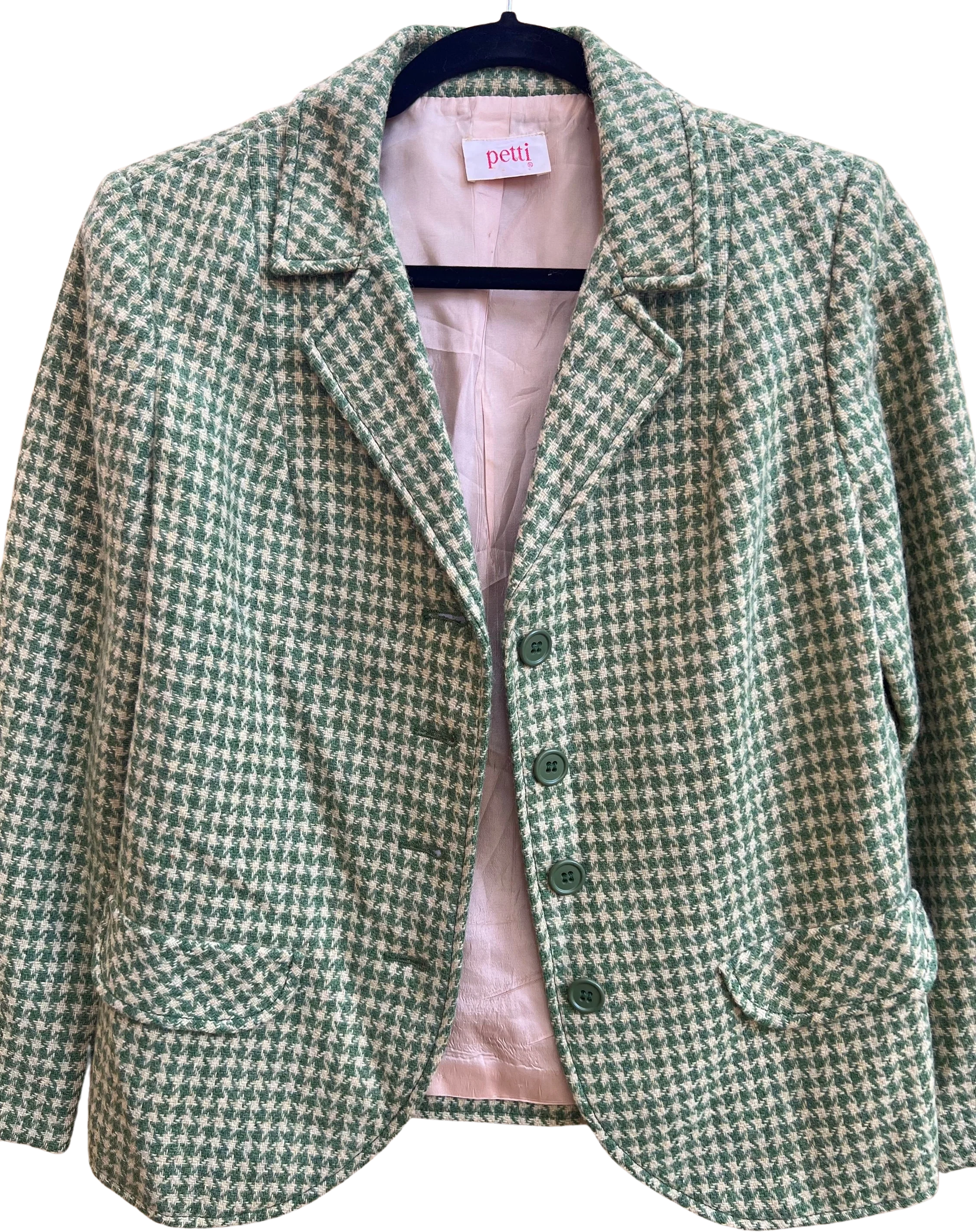 Green Wool Gingham Blazer