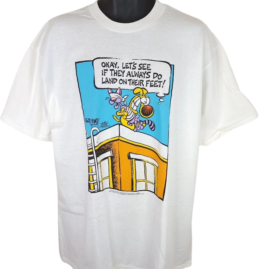 Grimmy Cartoon T-Shirt Vintage 90s Rooftop Mother Goose and Grimm Made In Usa Mens Size Xl