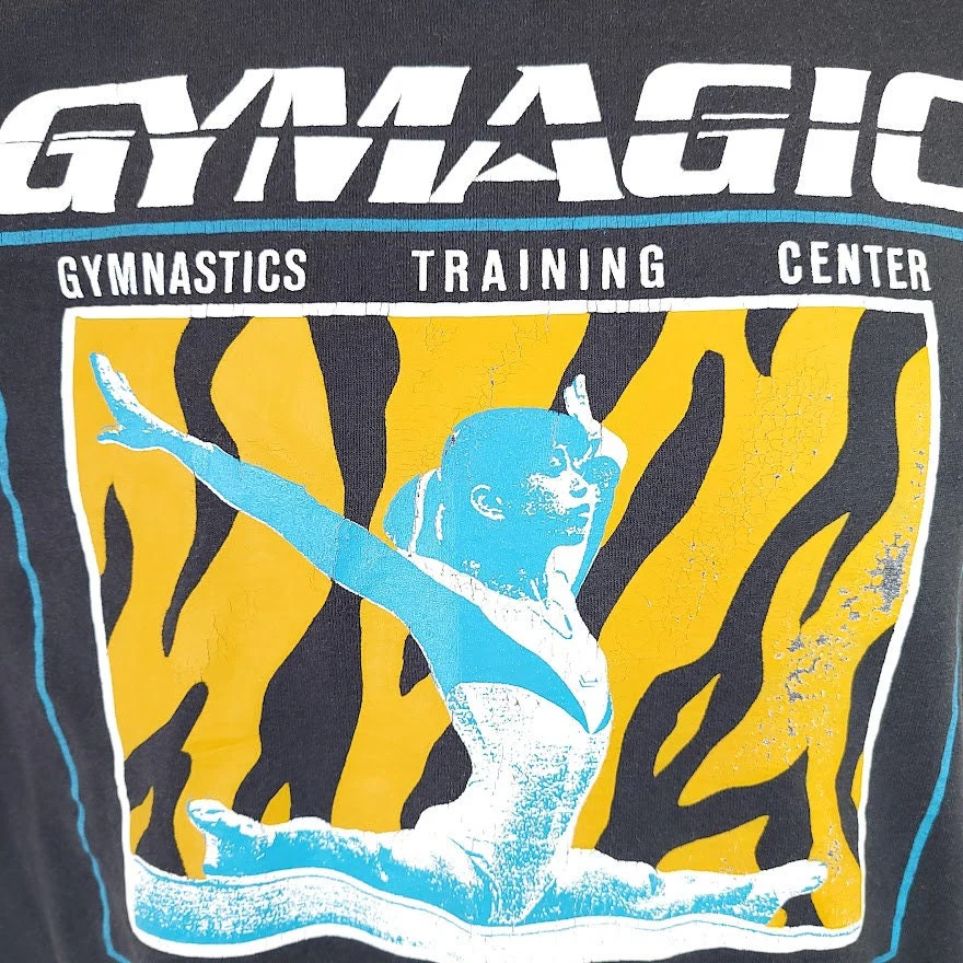 Gymagic Gymnastics Training Center T-Shirt Vintage 80s 90s Tiger Growl Made In Usa Mens Size Small - Image 2