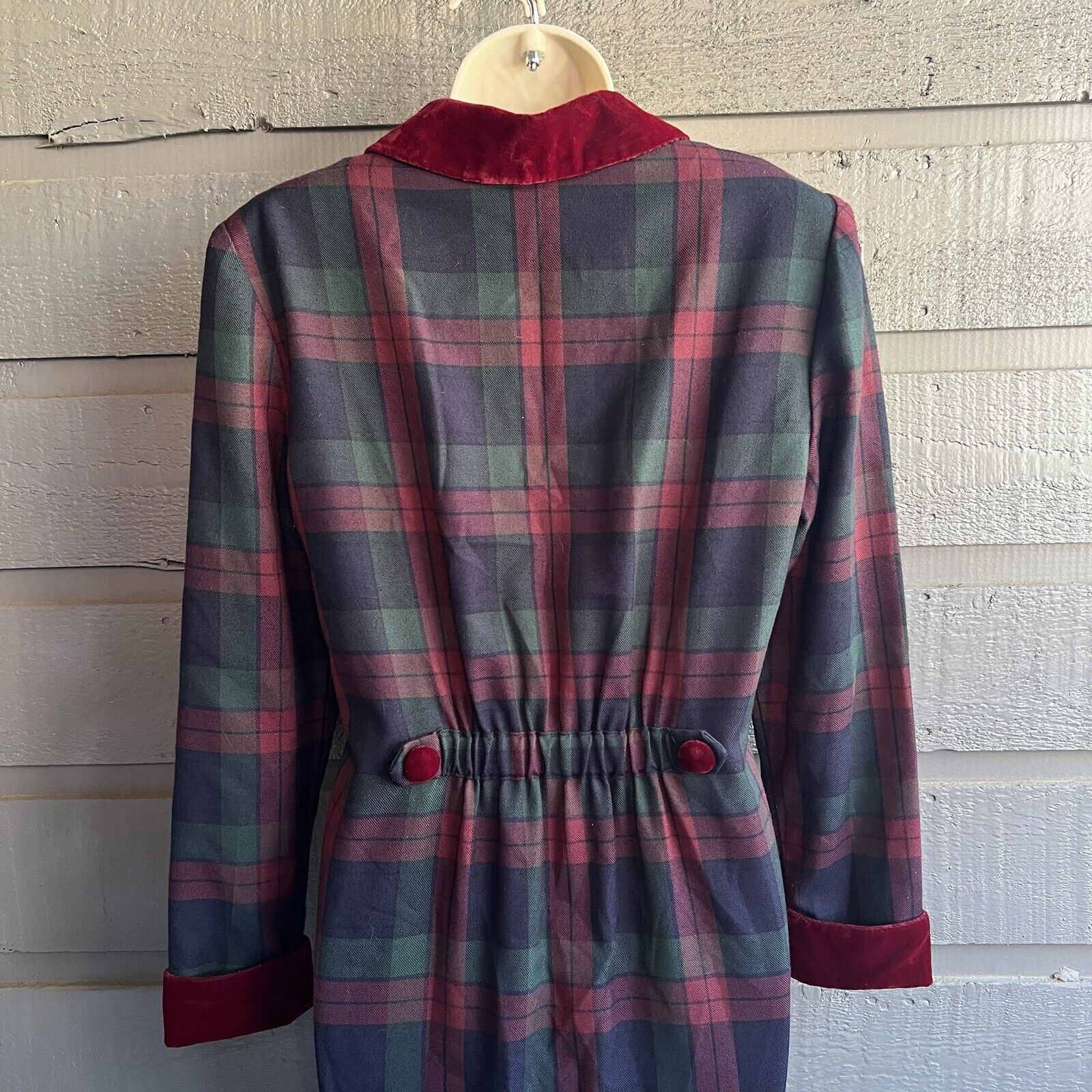 80s/90s Blue Maroon Plaid School Girl Geek Secretary Dress By Halmode - Image 10