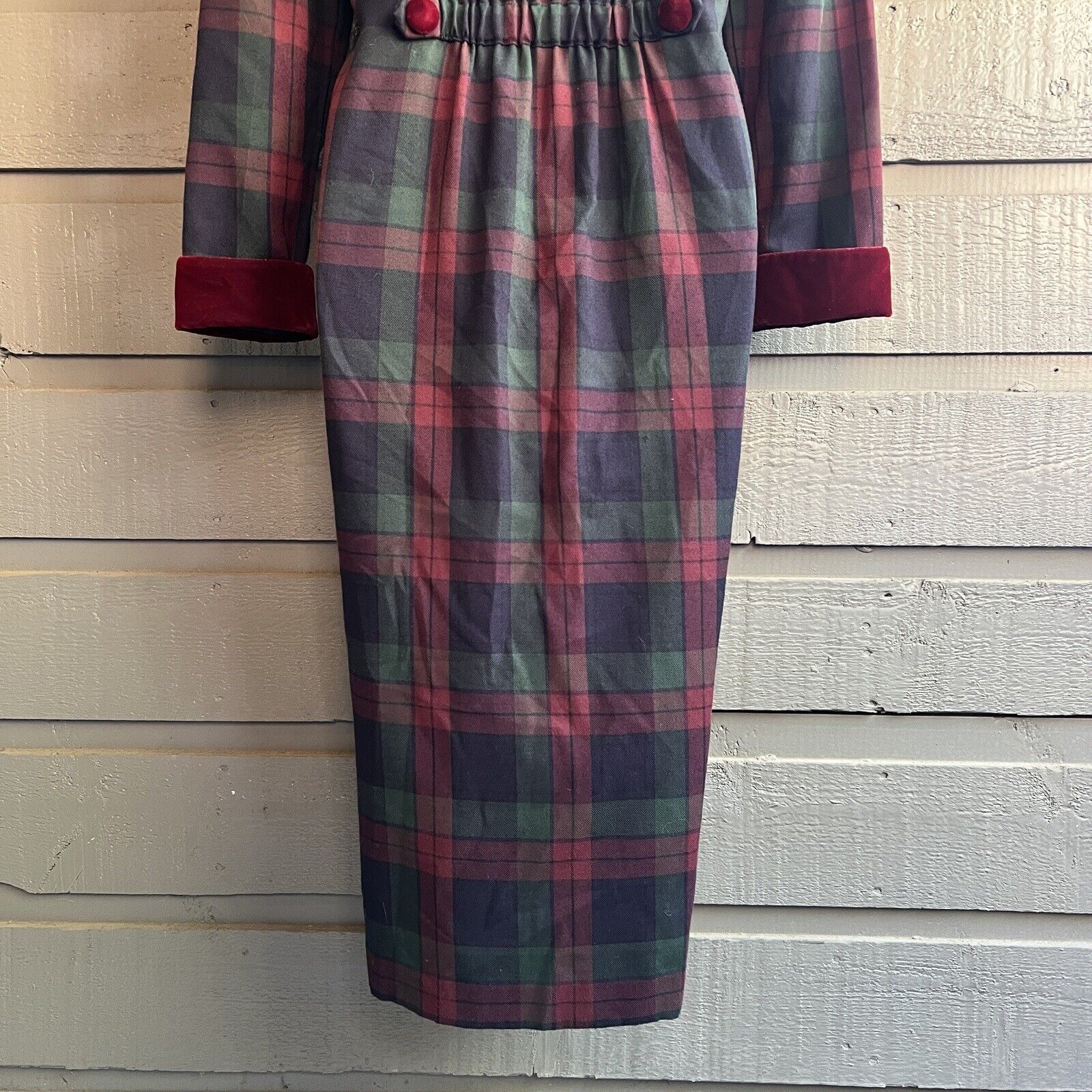 80s/90s Blue Maroon Plaid School Girl Geek Secretary Dress By Halmode - Image 11