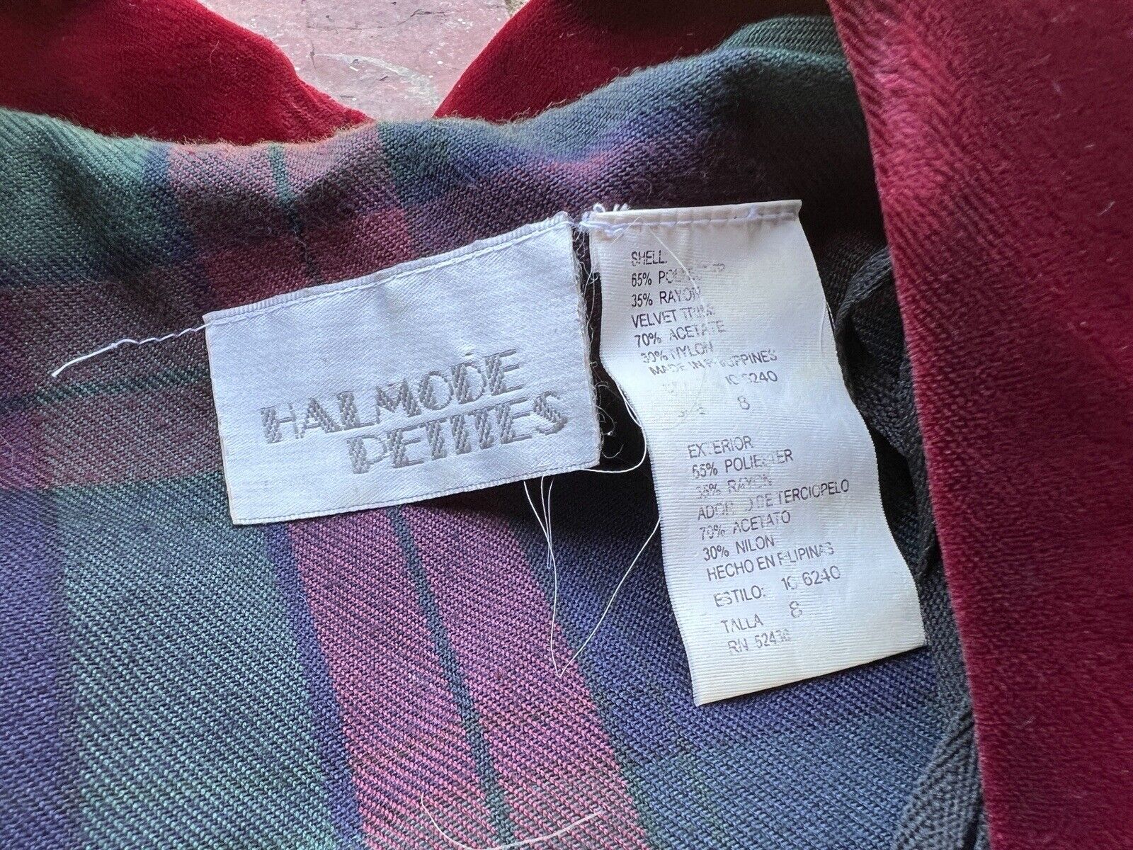 80s/90s Blue Maroon Plaid School Girl Geek Secretary Dress By Halmode - Image 12