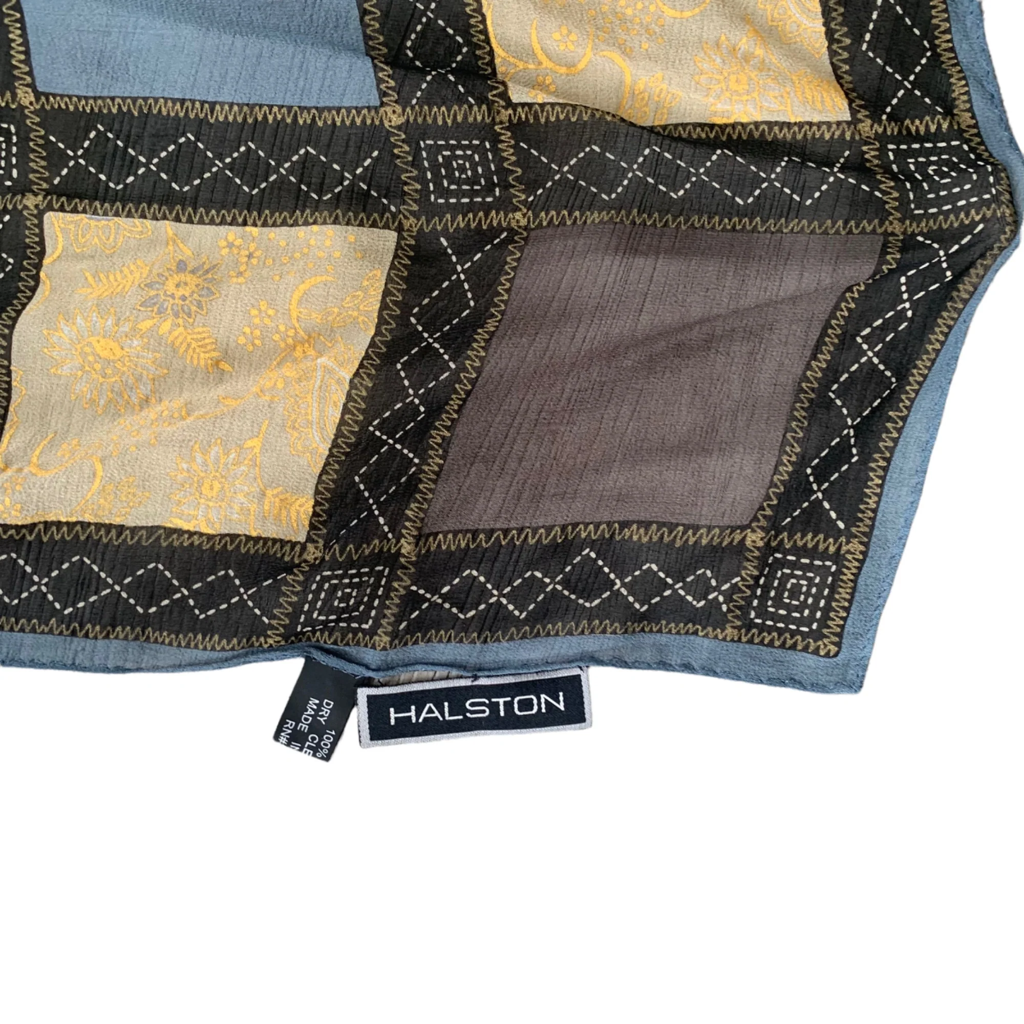 Halston 100% Silk Geometric Floral Sheer Scarf - Image 5