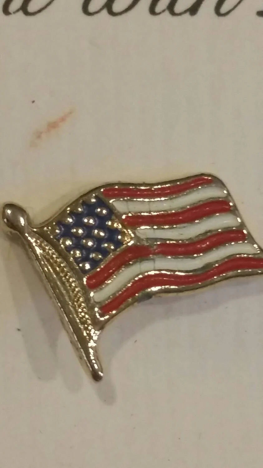 Hand Painted In The Usa American Flag Tack Pin Vintage - Image 2