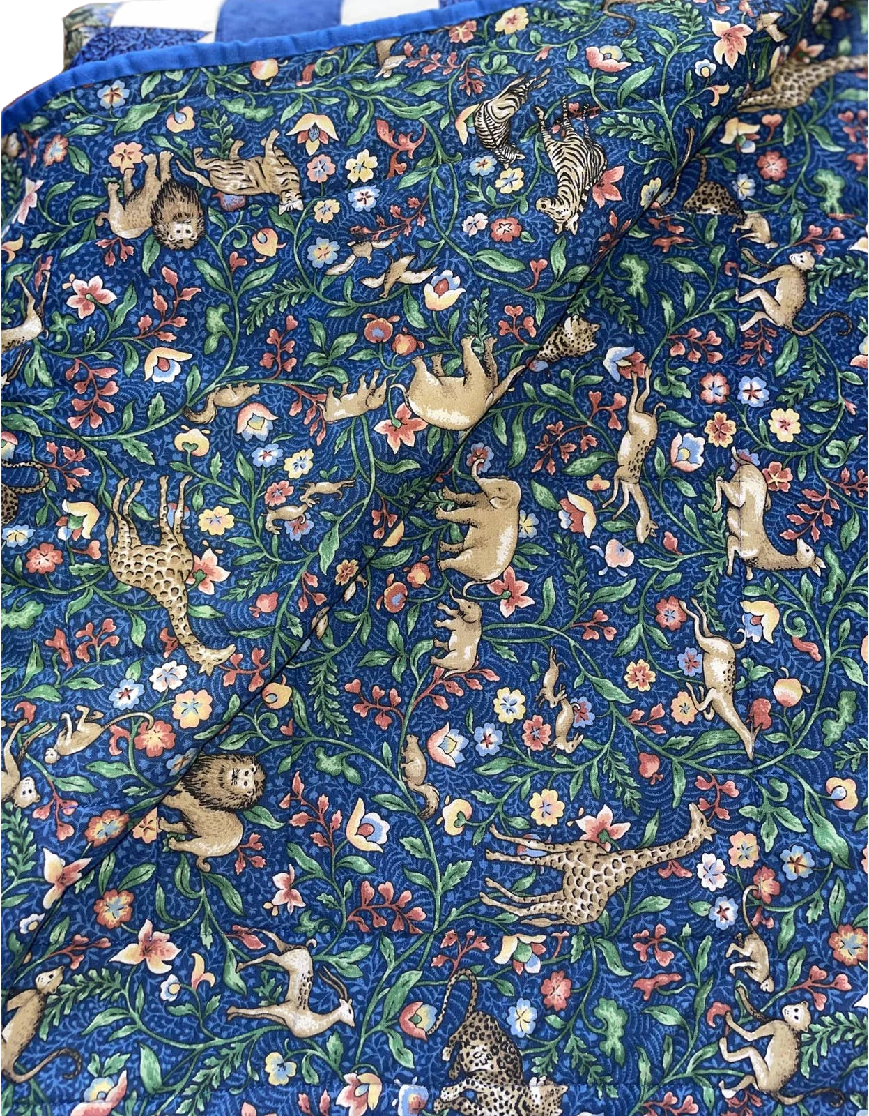 Handcrafted Lap Quilt In Shades of Blue Cotton Material