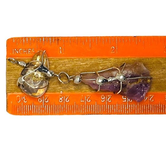 Handcrafted Raw Amethyst &amp; Clear Quartz Soldered Pendant Necklace - Image 15
