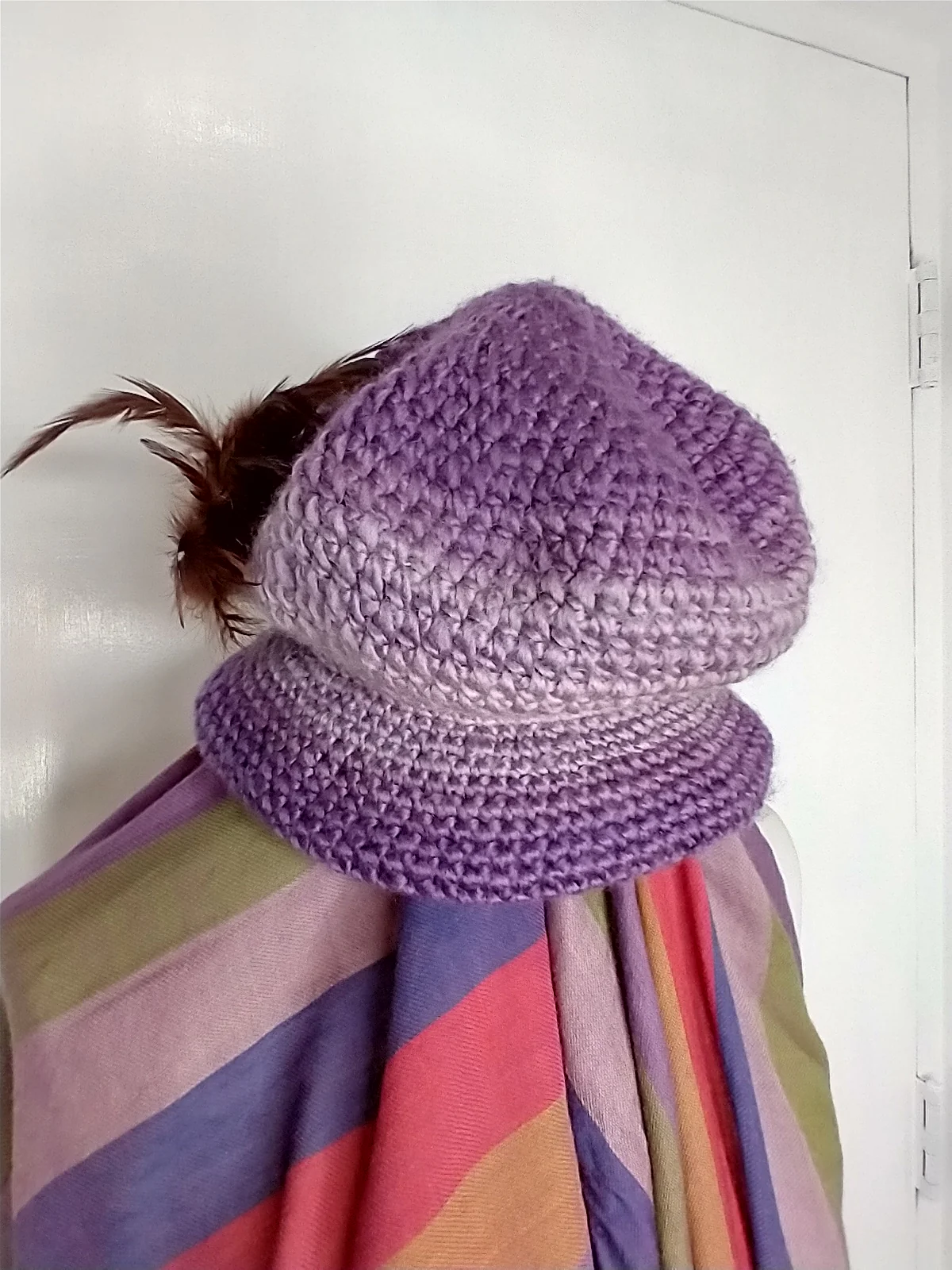 Handknit Lavender Ombre Hat - Image 5