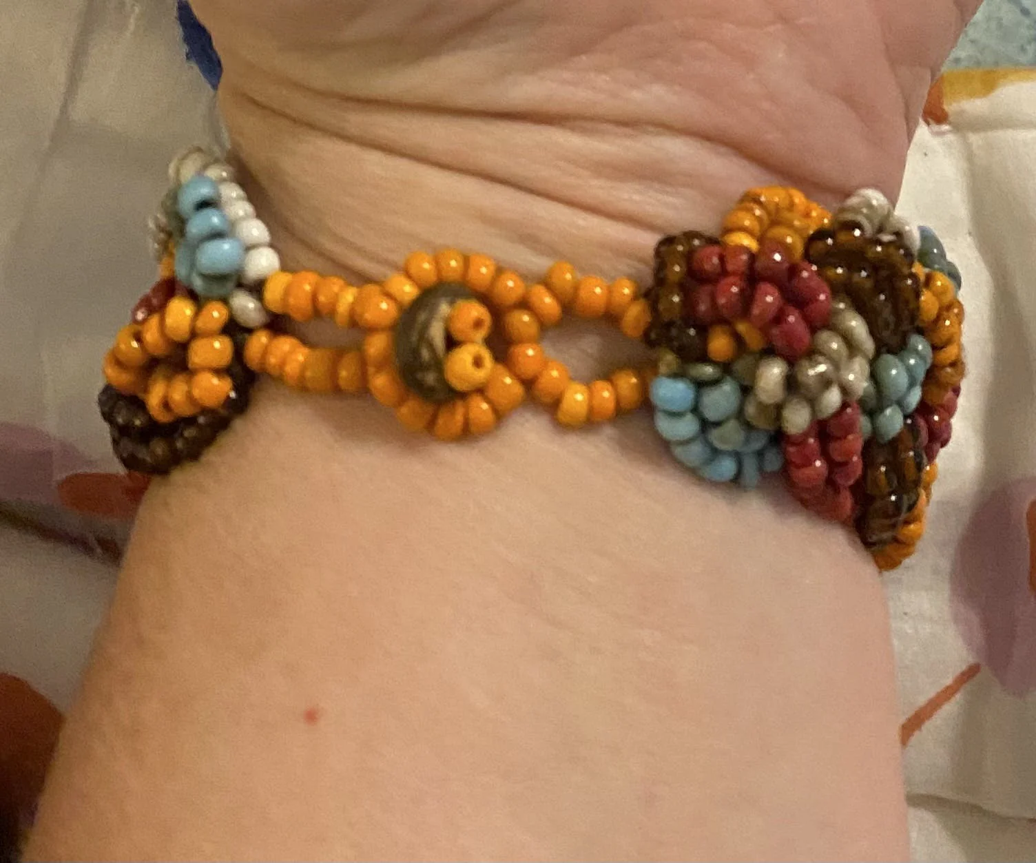 Handmade Braided Beaded Fall Colors Bracelet - Image 3