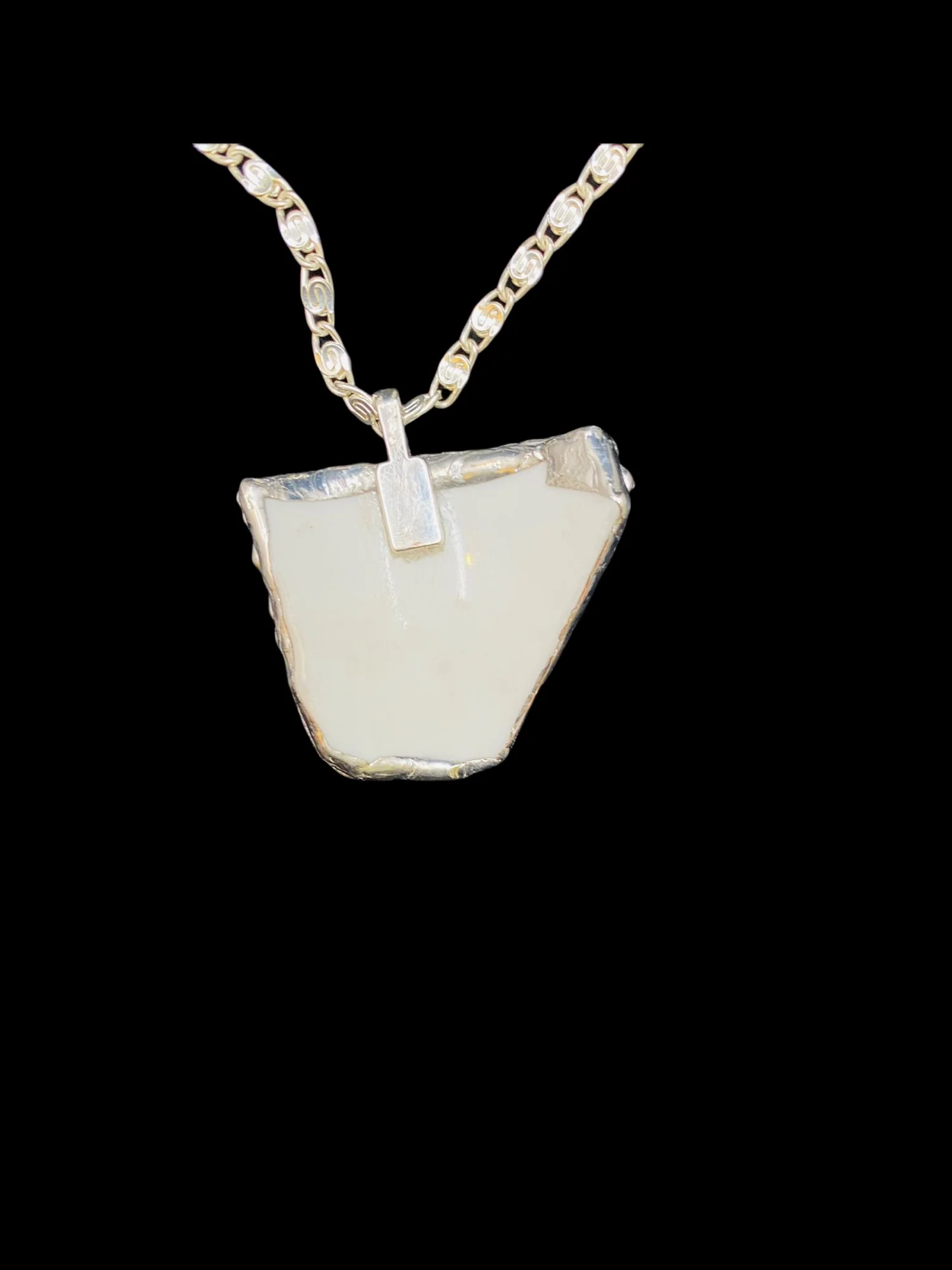 Handmade Broken Teacup Soldered Pendant and Sterling Silver Chain - Image 4