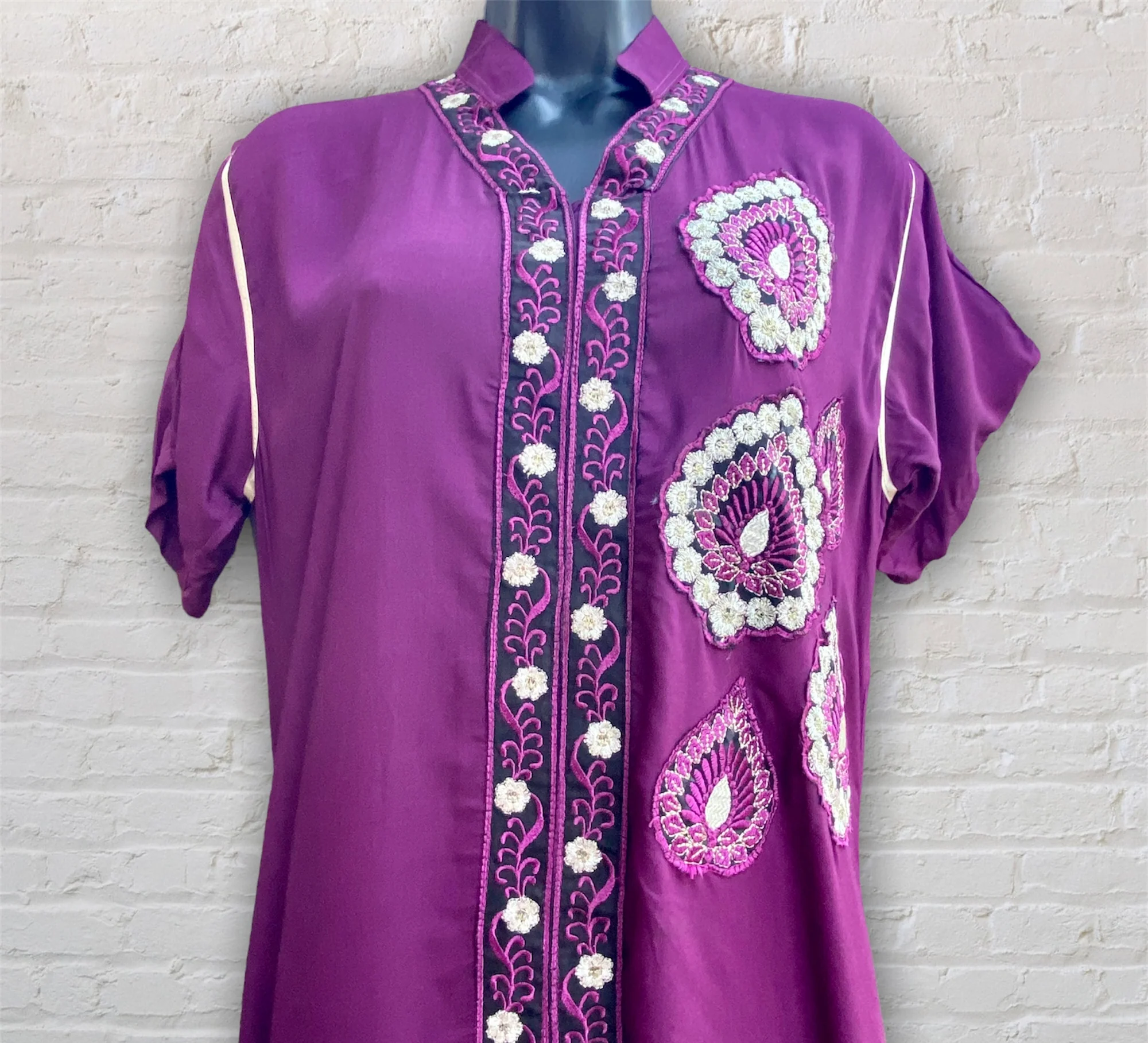 Handmade Geometrical Embroidered Appliqué Dress - Image 3