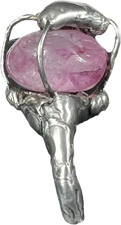 00s Handmade Pink Sapphire Gemstone Hand Crafted Ring with Heart-Shaped Soft Solder By Handcrafted