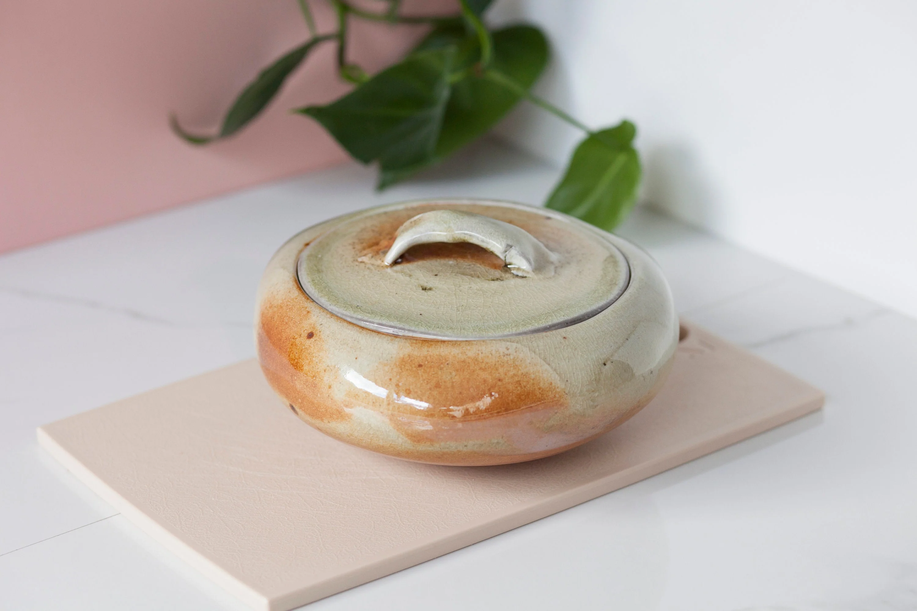 Handmade Studio Pottery Casserole Dish with Lid Vintage Stoneware Dish with Lid - Image 2