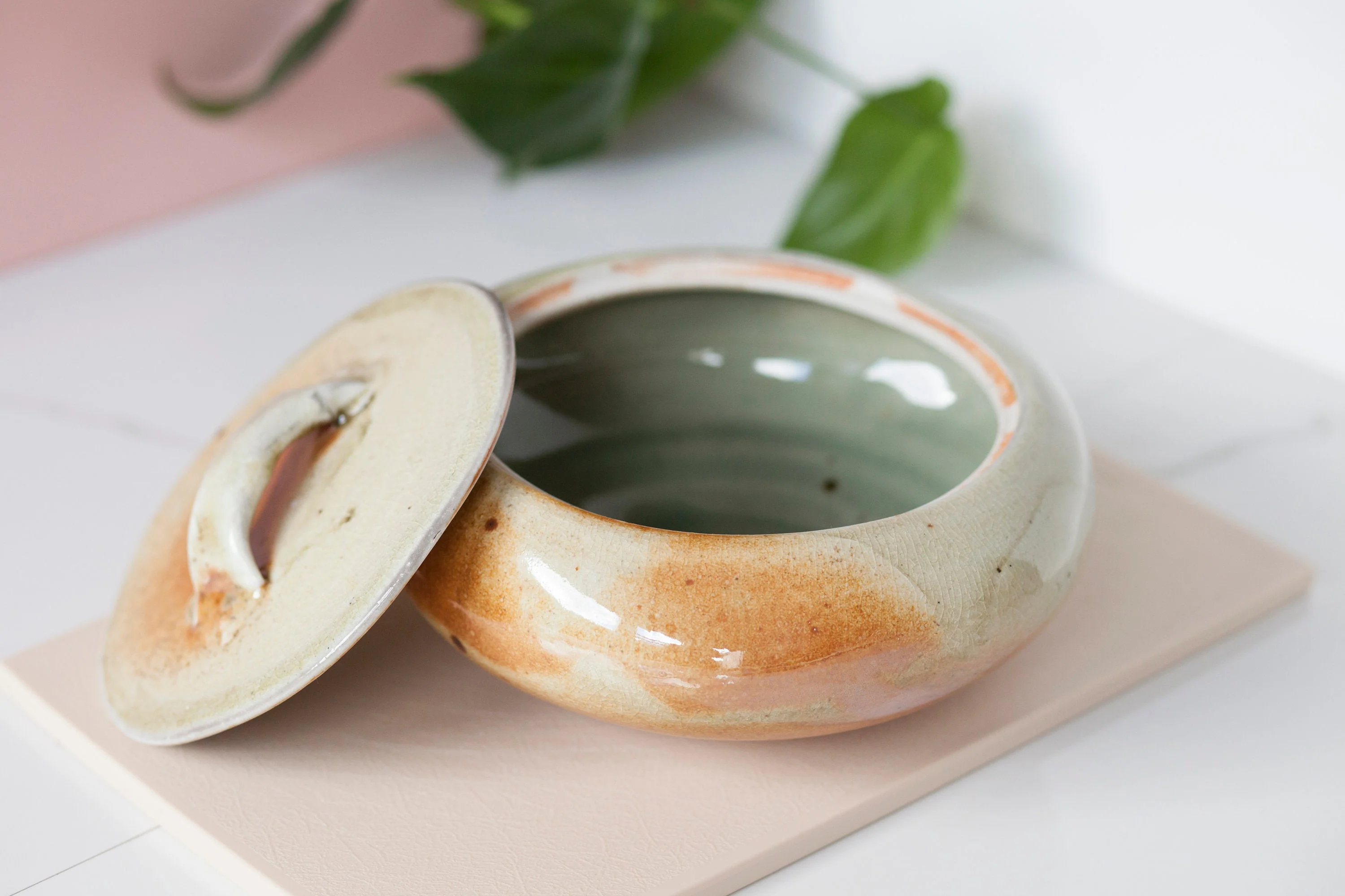 Handmade Studio Pottery Casserole Dish with Lid Vintage Stoneware Dish with Lid - Image 3