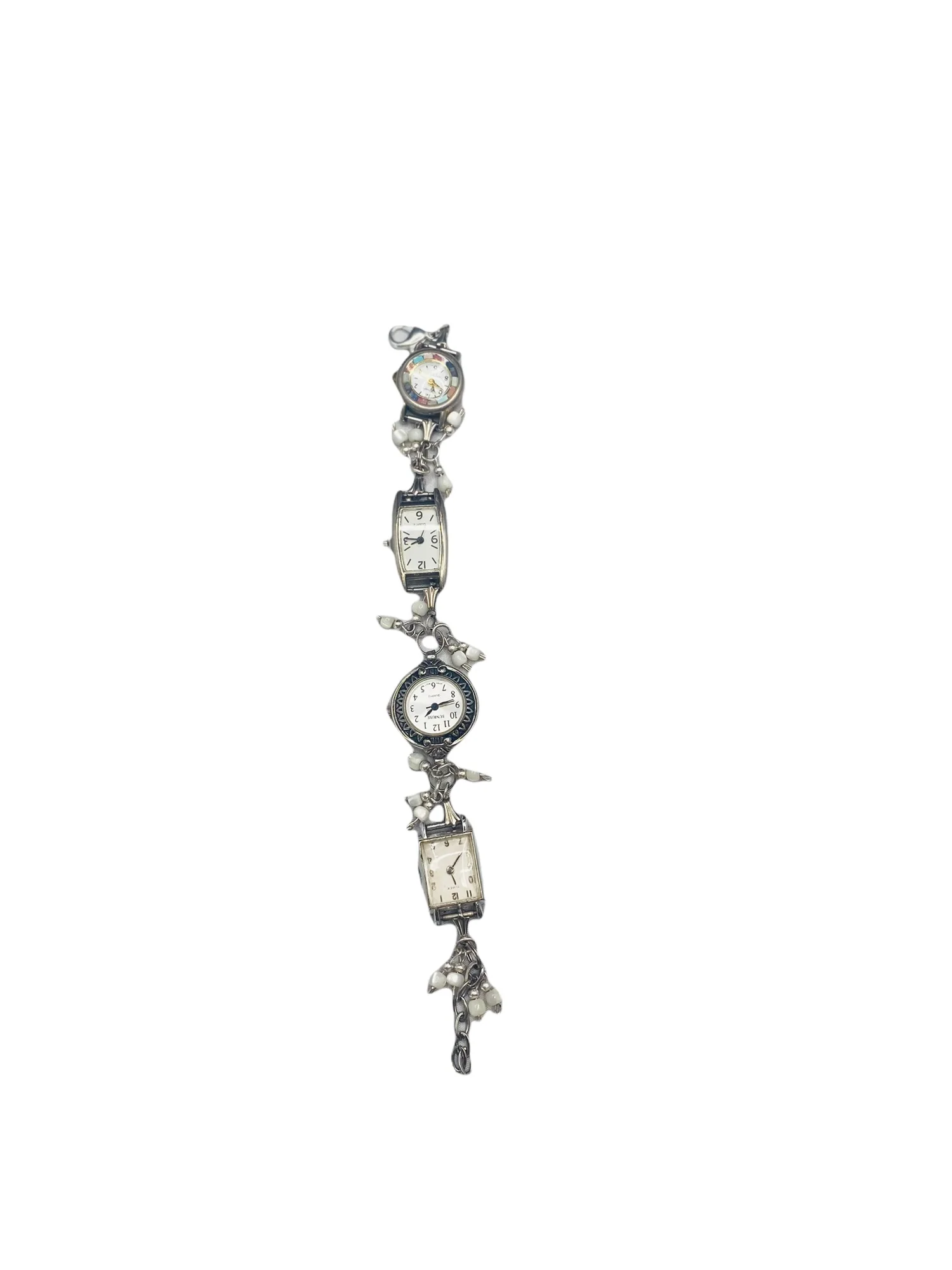 Handmade Vintage Watch Bracelet and Natural Moonstone Charms - Image 3