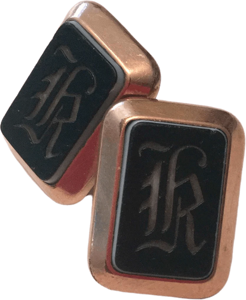 Hardstone Intaglio Initial K Cufflinks Rose Gold  Collar Stud