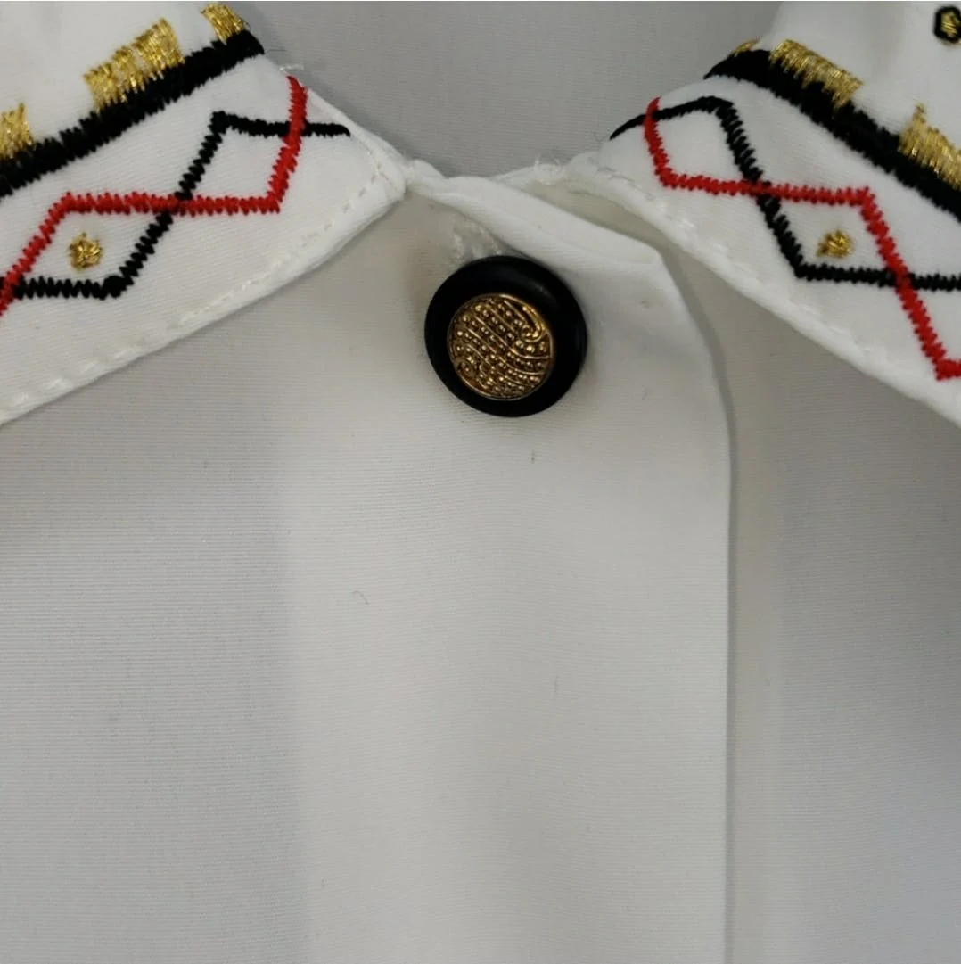 Harlequin Detail Embroidered Collar White Blouse by Koret - Image 5