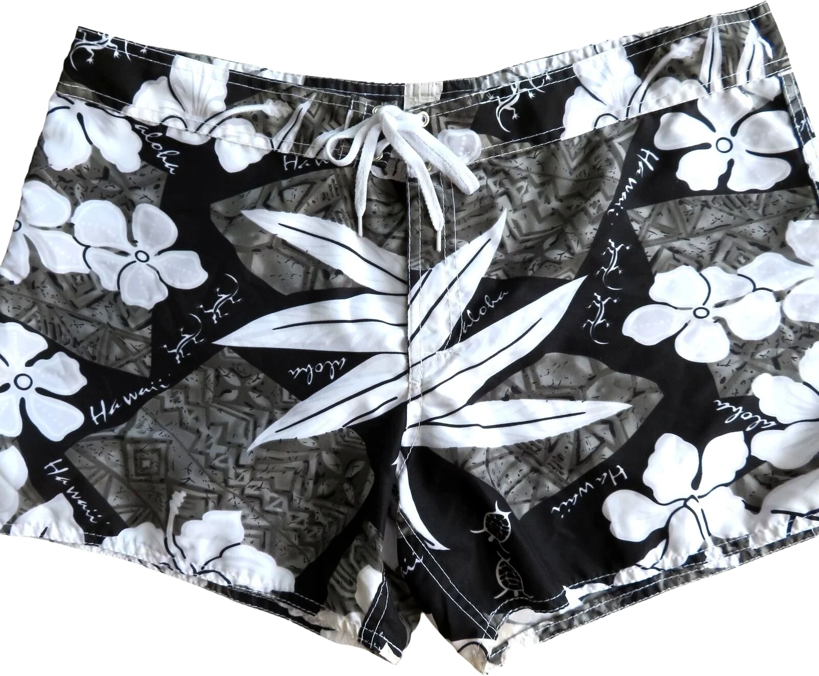 Hawaii Black Floral Hawaiian Board Shorts M Made In Hawaii Usa by Steven Wears