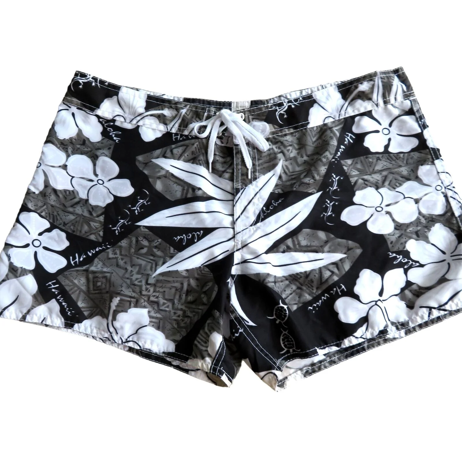 Hawaii Black Floral Hawaiian Board Shorts M Made In Hawaii Usa by Steven Wears - Image 5