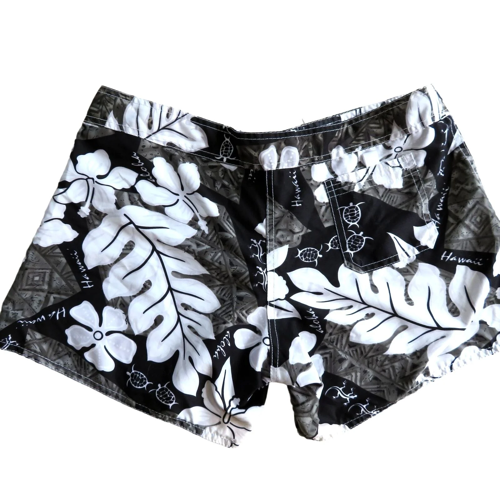 Hawaii Black Floral Hawaiian Board Shorts M Made In Hawaii Usa by Steven Wears - Image 6